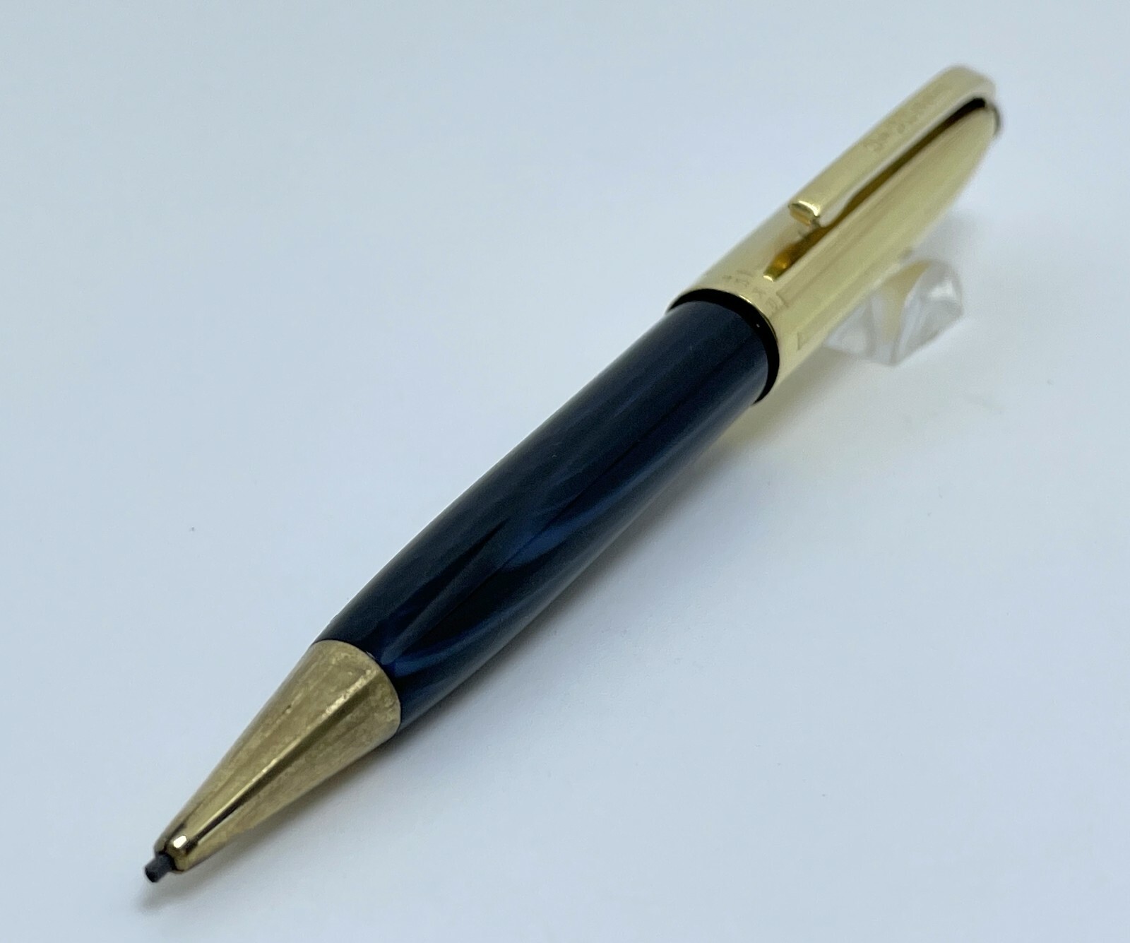 Antique Titania Gold Filled Cap Blue Celluloid Mechanical Pencil – 1950’s Italy