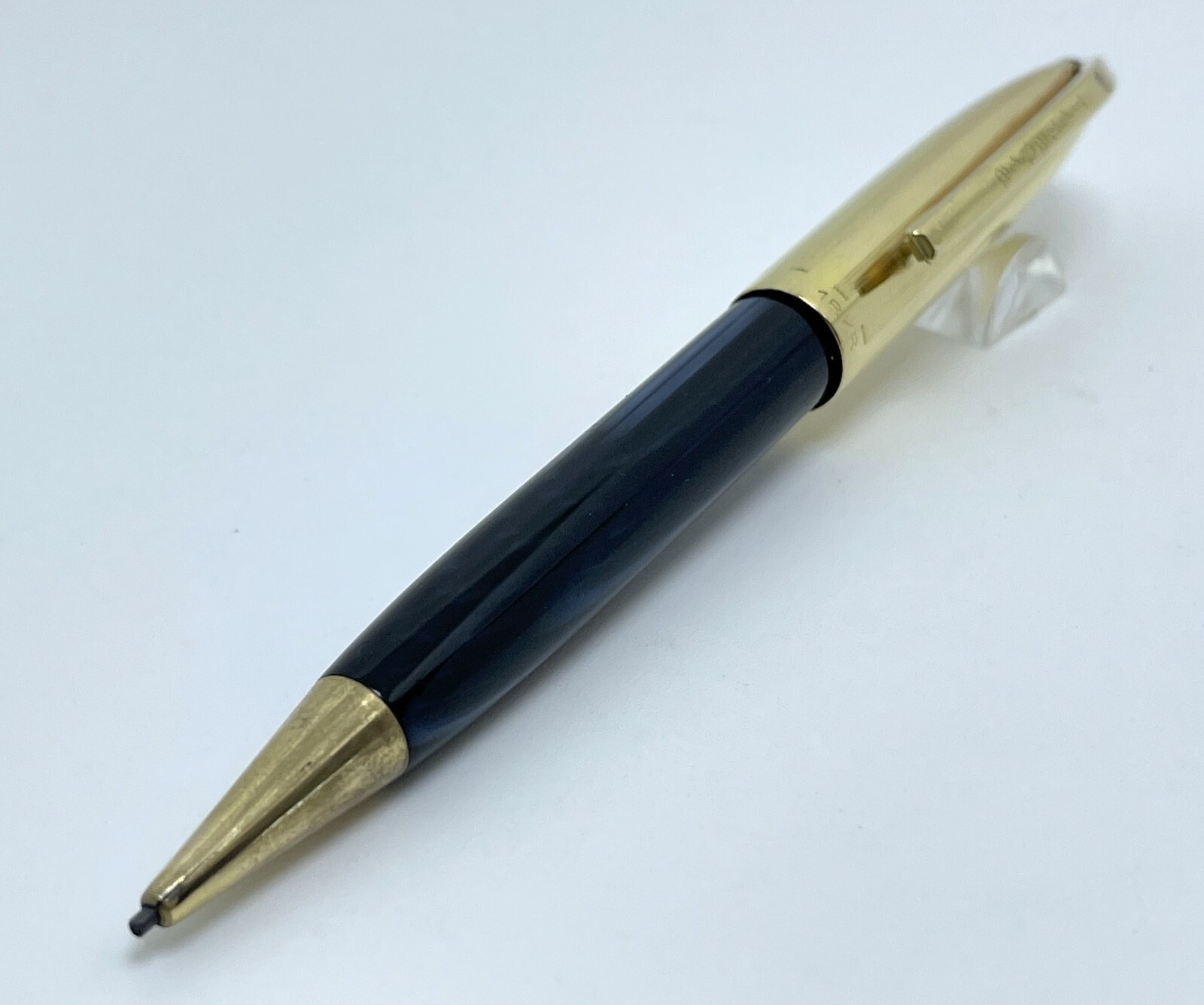 Antique Titania Gold Filled Cap Blue Celluloid Mechanical Pencil – 1950’s Italy