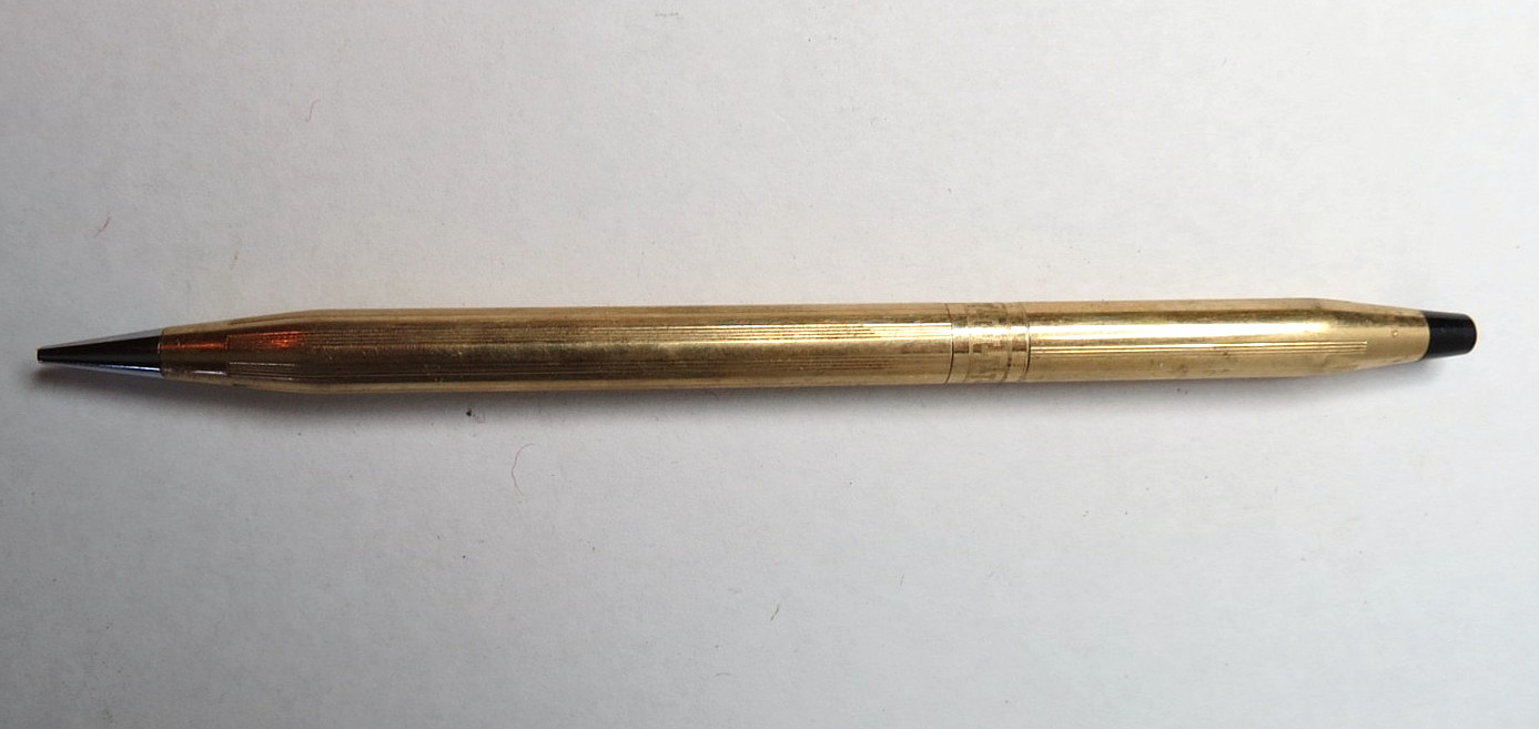 VTG MADE IN USA CROSS 10K YELLOW GOLD FILLED W/ GREEK KEY MECHANICAL PENCIL PEN