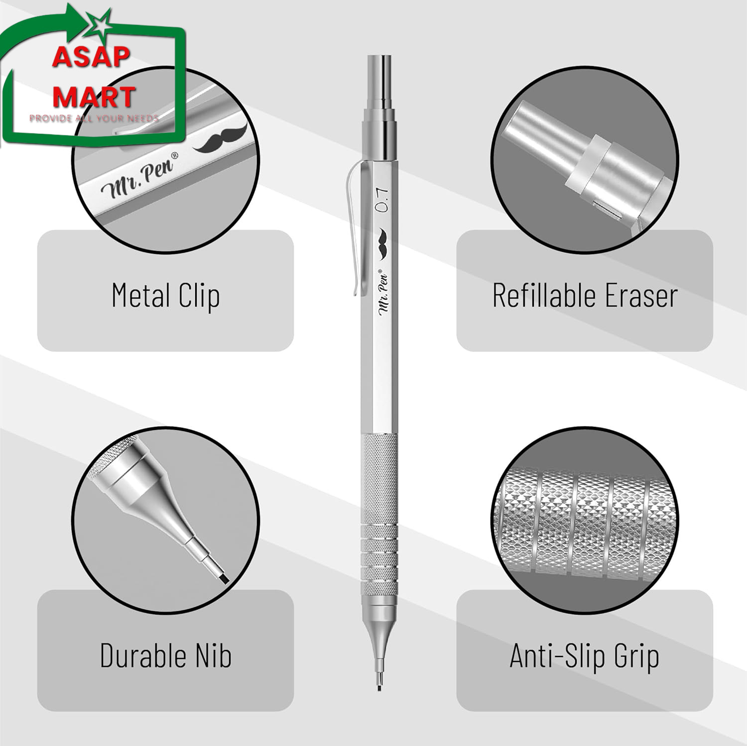 Mr. Pen- Metal Mechanical Pencil Set, 2 Sizes, 0.5 & 0.7Mm, Mechanical Pencils,