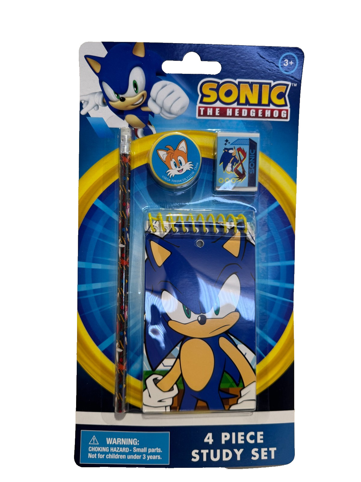 2 Pack Sonic 4 Piece Study Set, Pencil, Memo Pad, Eraser & Sharpener