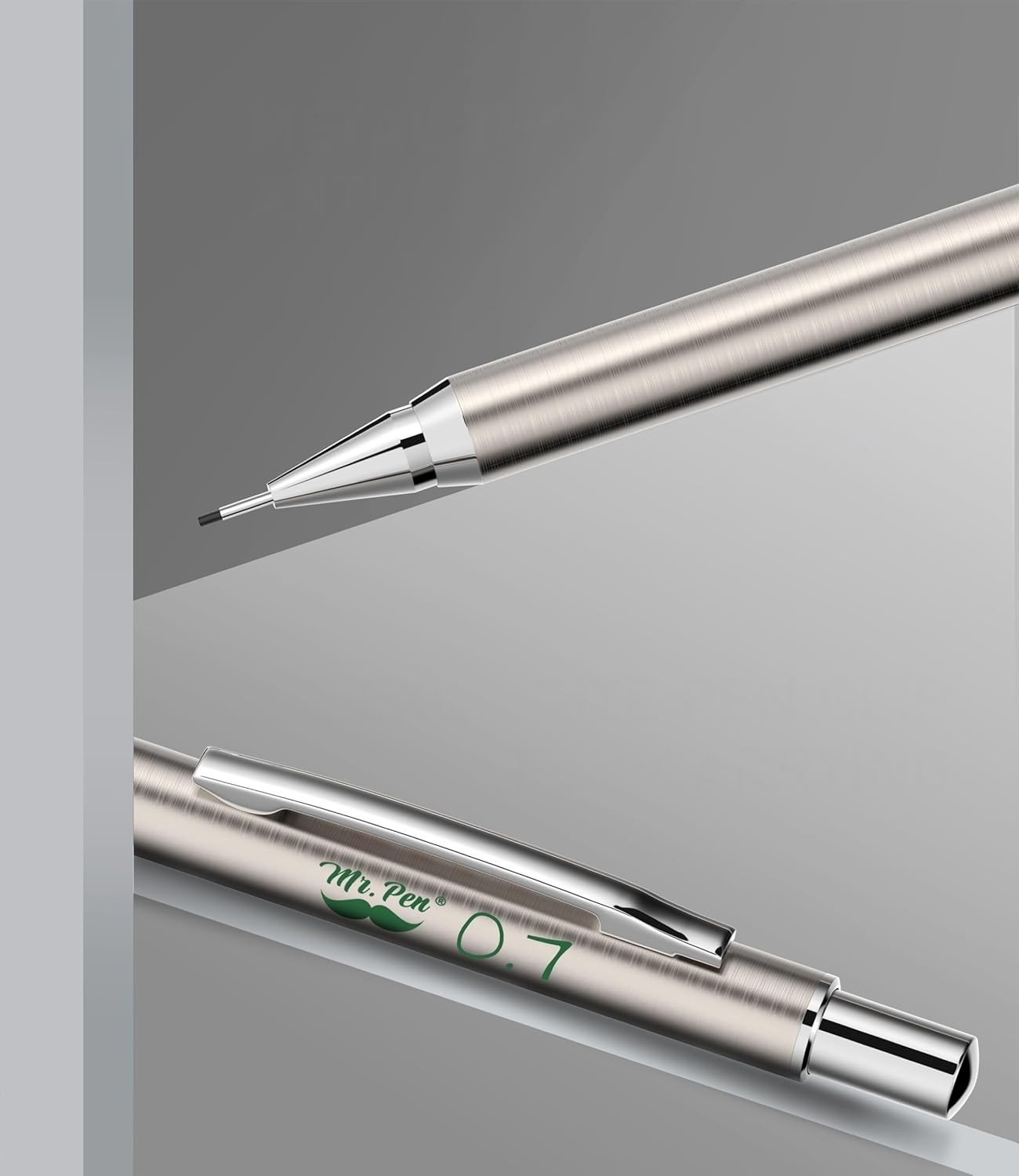 Metal Mechanical Pencil Set With Lead Refills & Erasers 2 Pack, 0.7mm For School