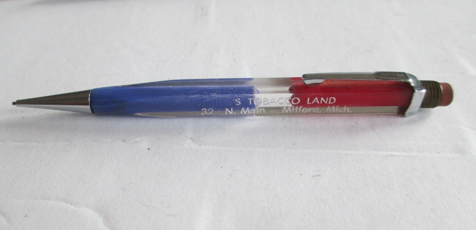 Vintage Square Profile Lucite Mechanical Pencil Al’s Tobacco Land Milford MI B12