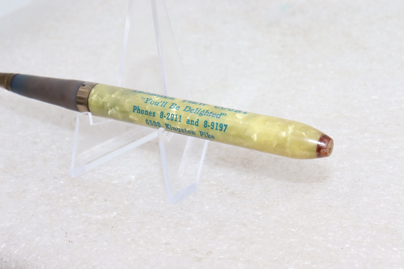 1930-1945 Terrace View Court Motel Celluloid Advertising Mechanical Pencil