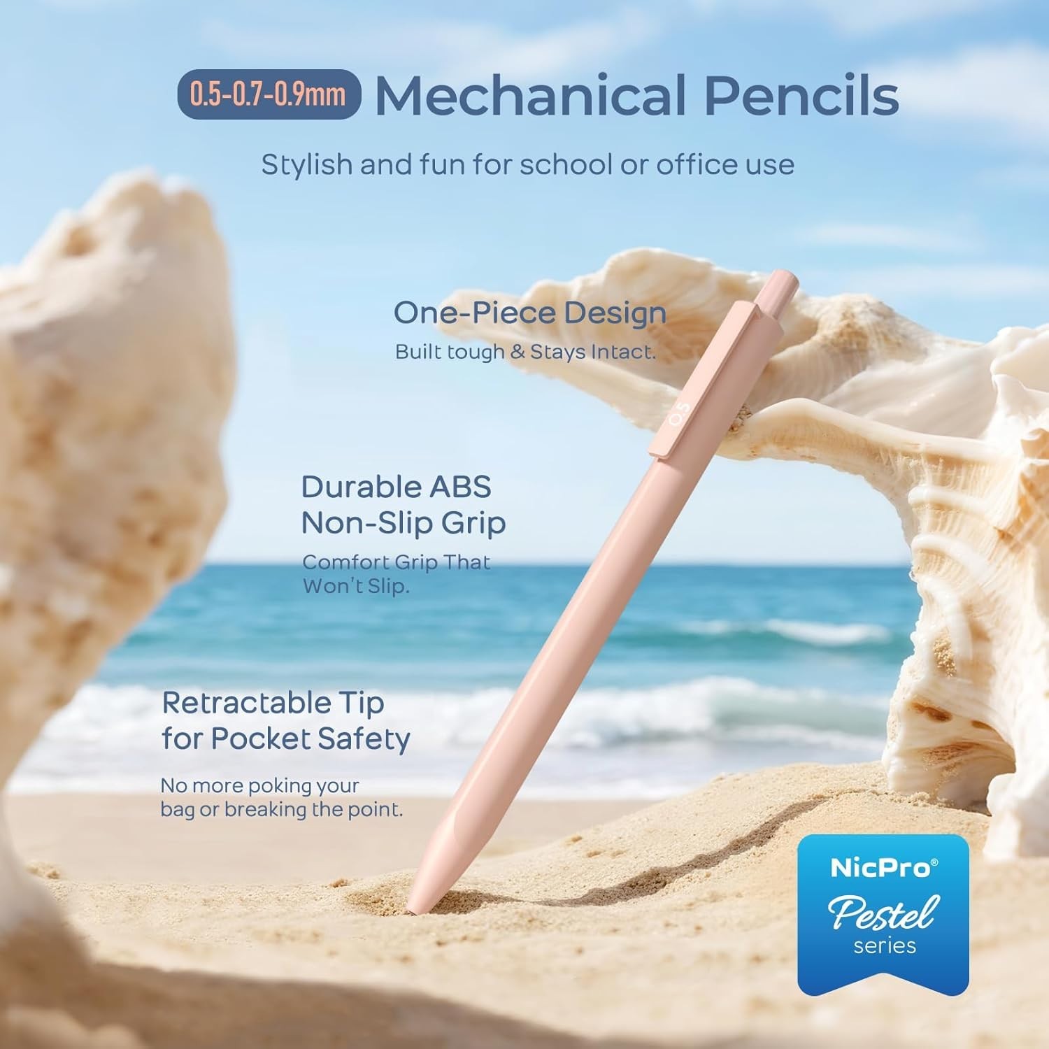 Ergonomic 6PCS Pastel Mechanical Pencils with Storage Case – Ideal for Drafting