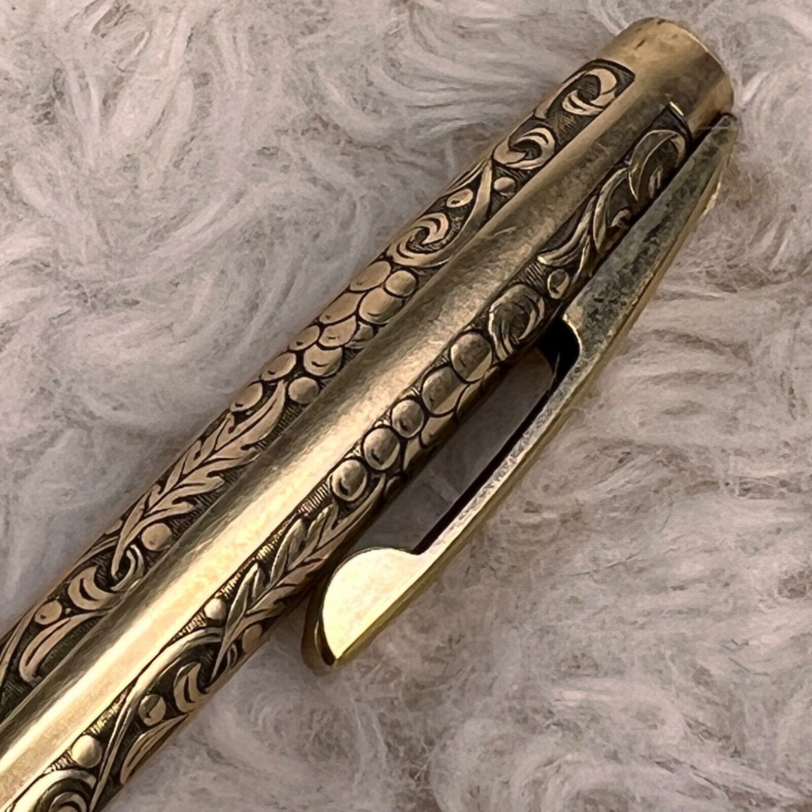 Vintage 70s Sheaffer 12k Imperial Mechanical Pencil Embossed Leaf Motif Gift