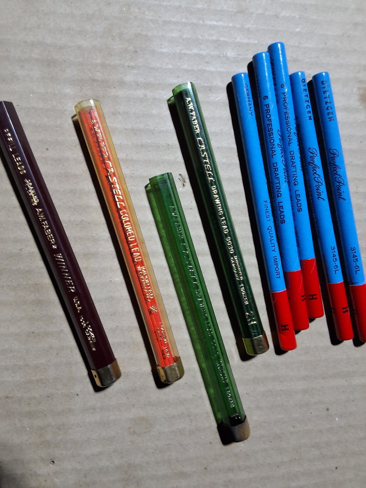 A.W. Faber Castell Drawing lead & 5 Dietzgen 6 lead perfect point drafting leads