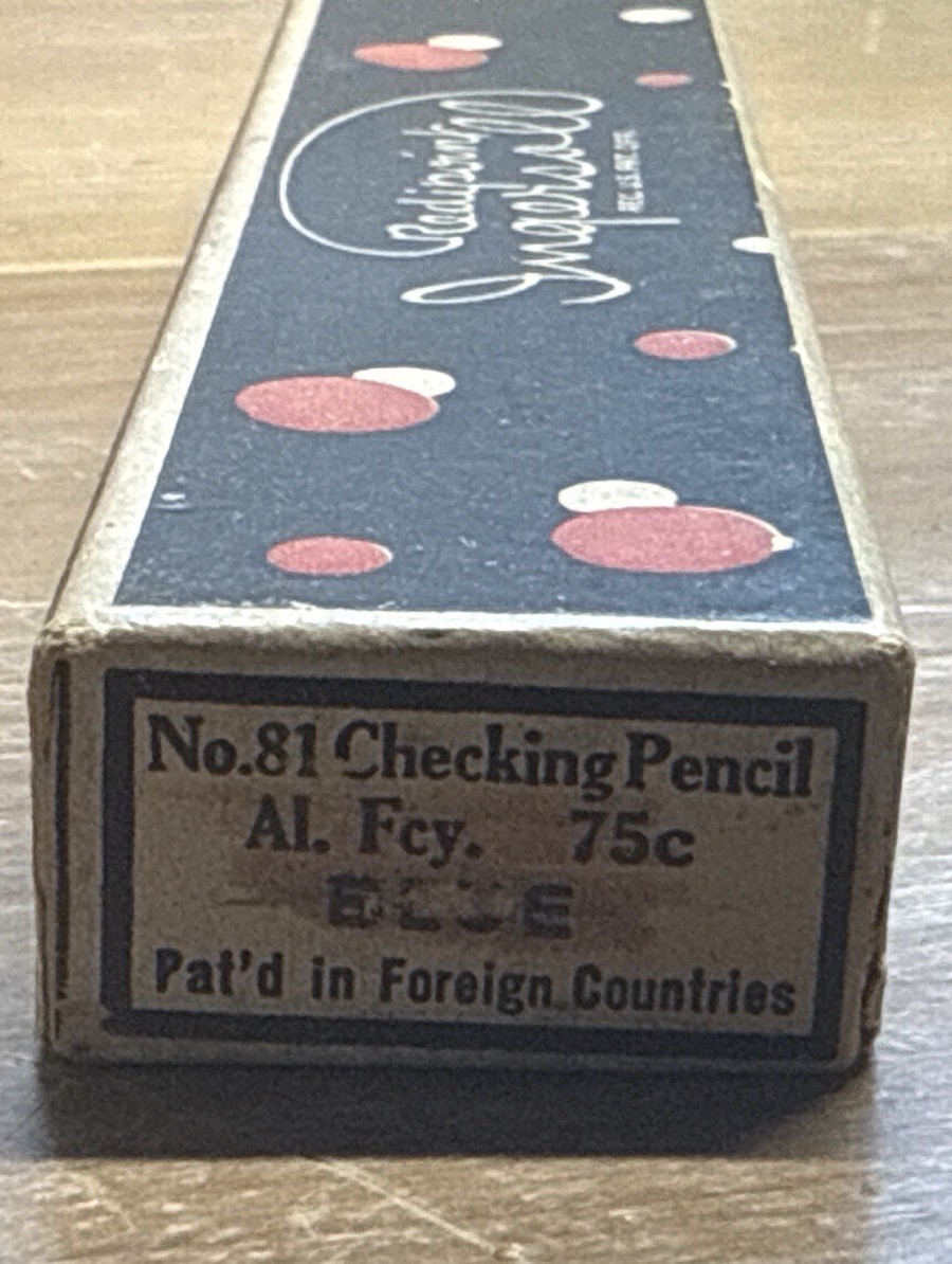 Vintage Ingersoll Redipoint No. 81 Checking Pencil w/ Box Lead Tube Patent 1920