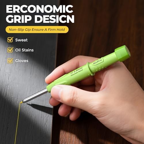 Nicpro CP3000 Carpenter Pencil with Sharpener, 2.8 mm Mechanical Pencils with 19