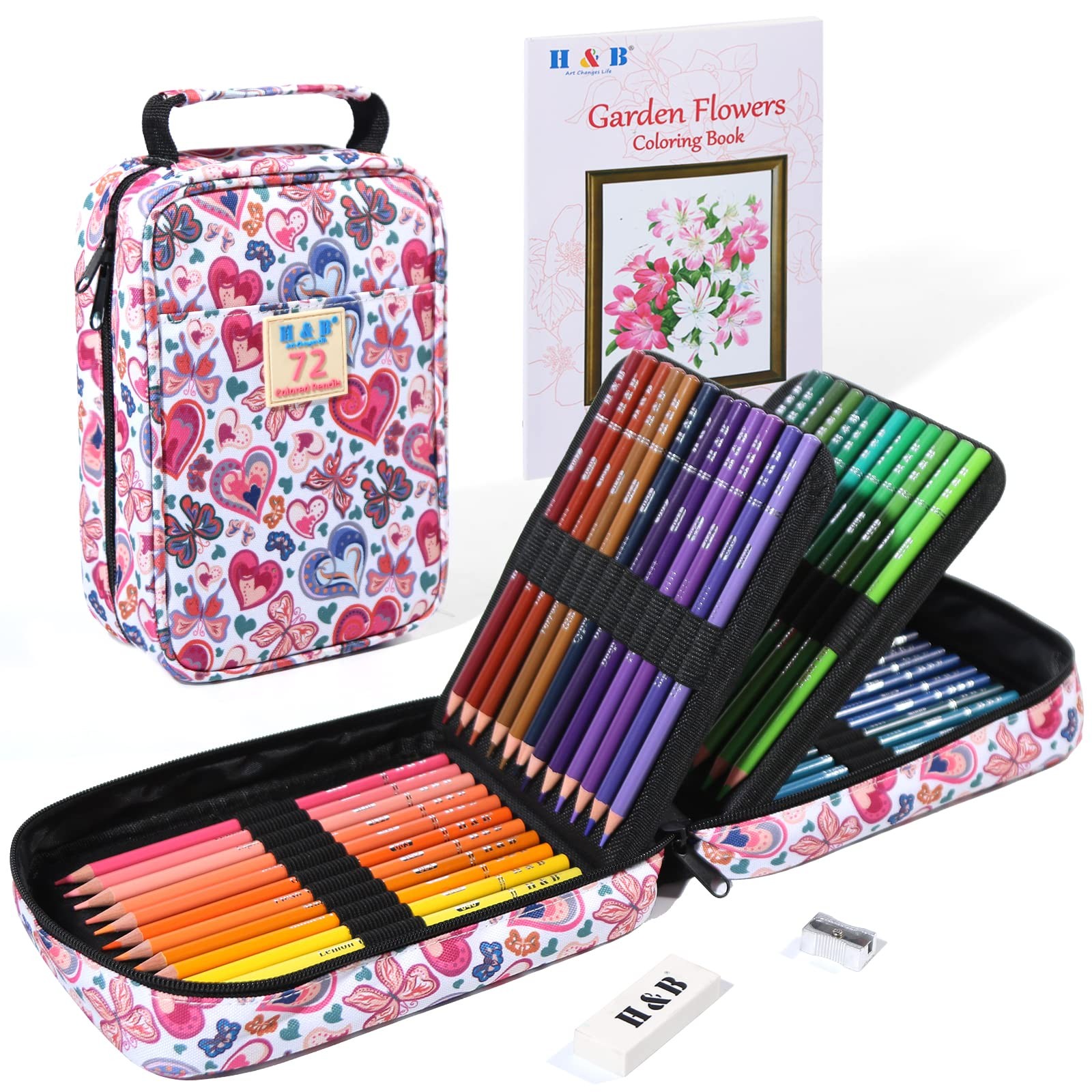 H & B 72 Colored Soft-core Coloring Pencils Set, Carry a 72 Pcs, 72 Colors