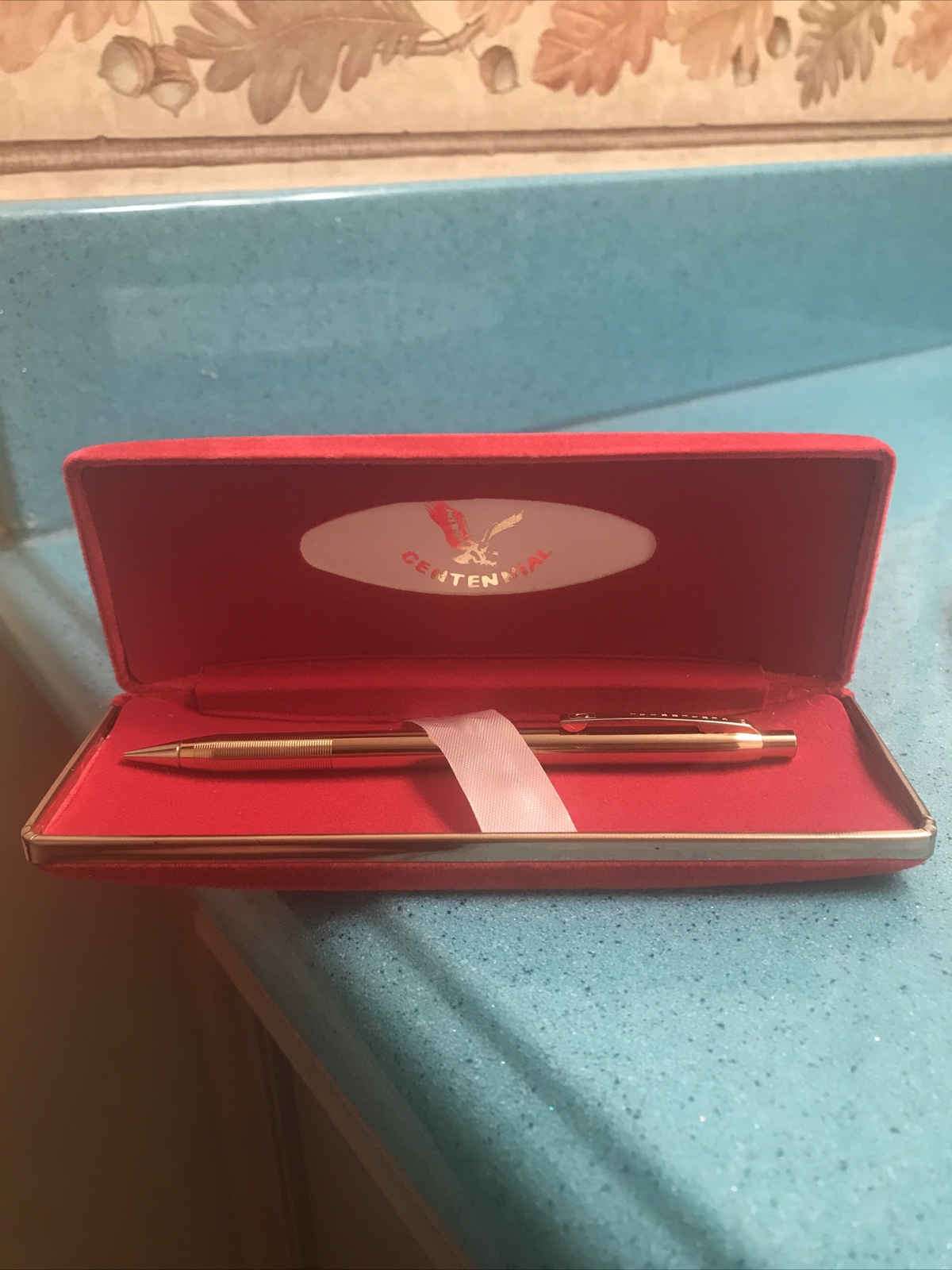 Vintage Centennial Gold tone Mechanical Pencil & Red Presentation Case.
