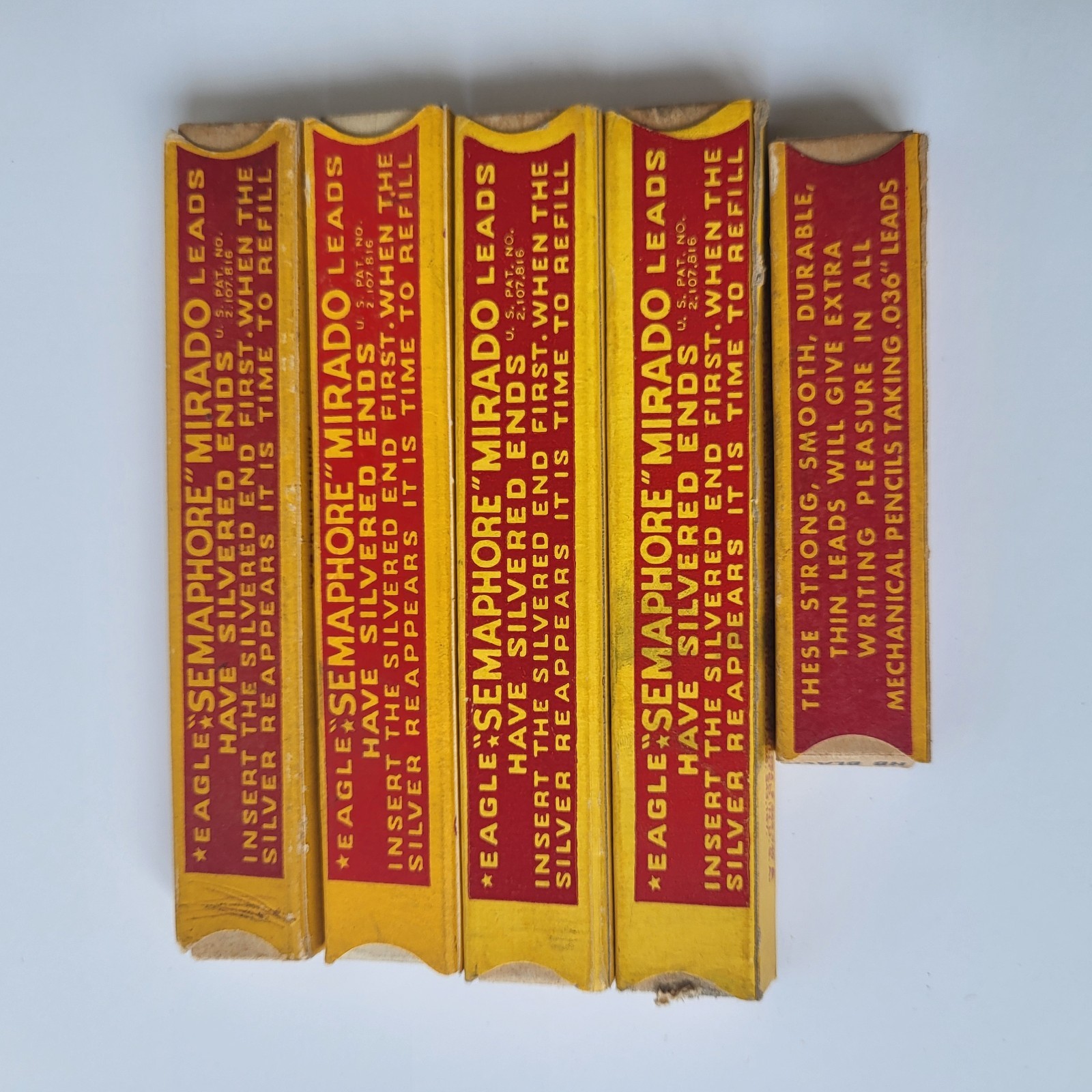 Vintage Eagle Mirado Semaphore Red Black Thin Leads Refills (5) Made USA – USED