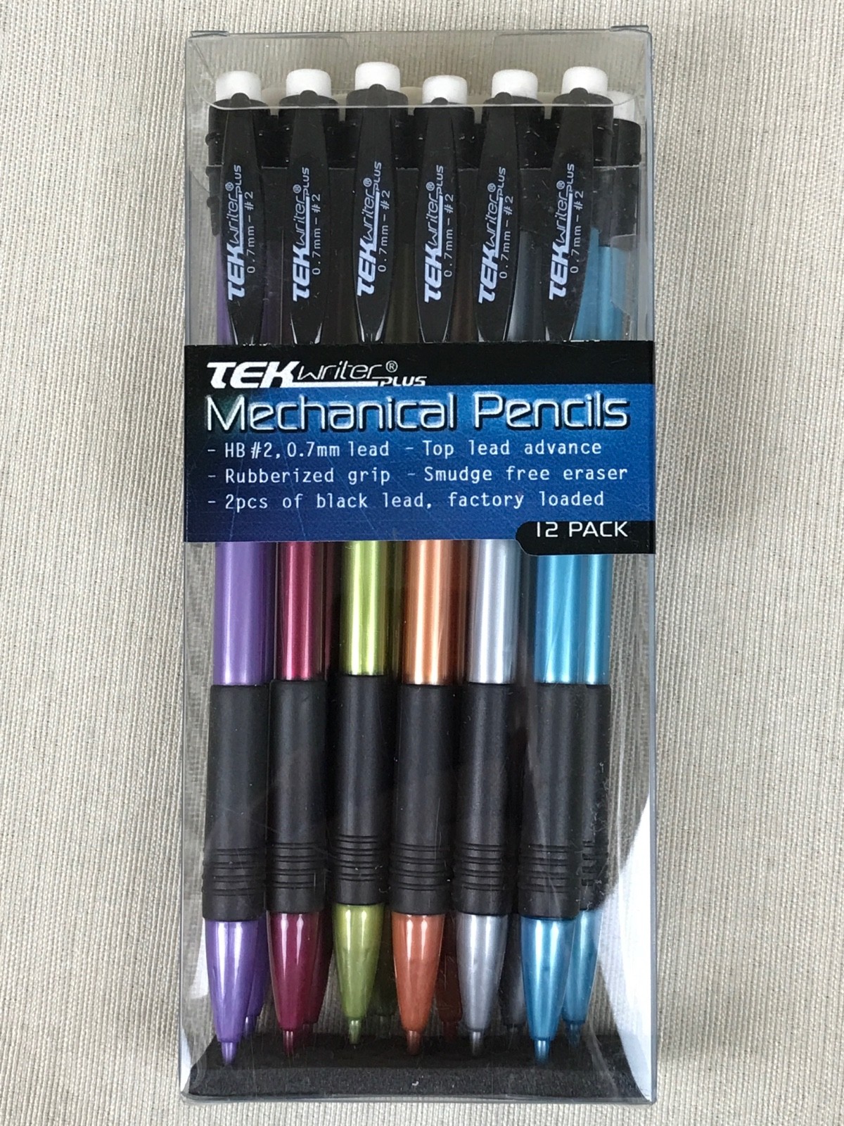 NEW 12-Pack of Tek Writer Plus Mechanical Pencils 0.7mm #2 w/Erasers