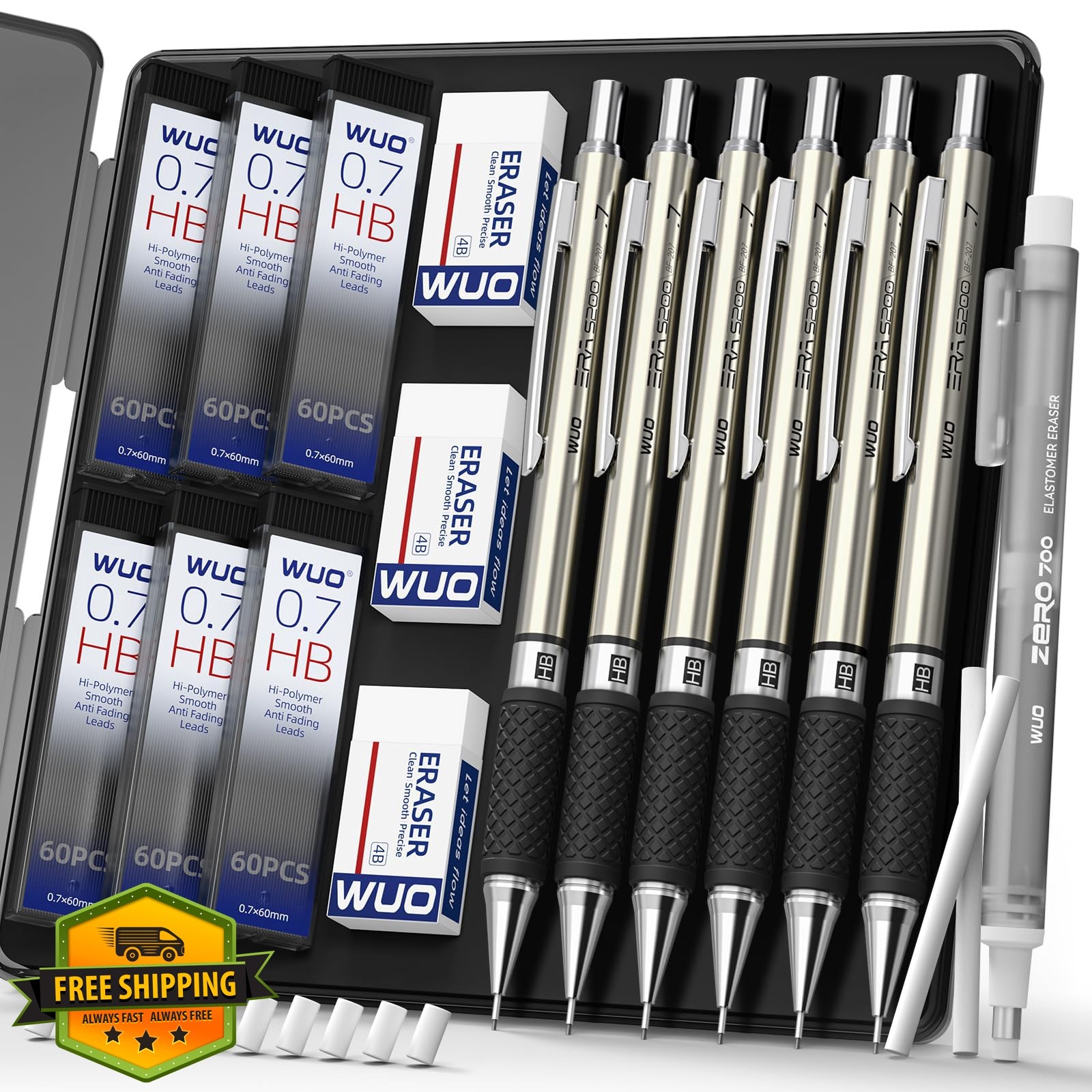 WUO 0.7mm Mechanical Pencil Set 6pc