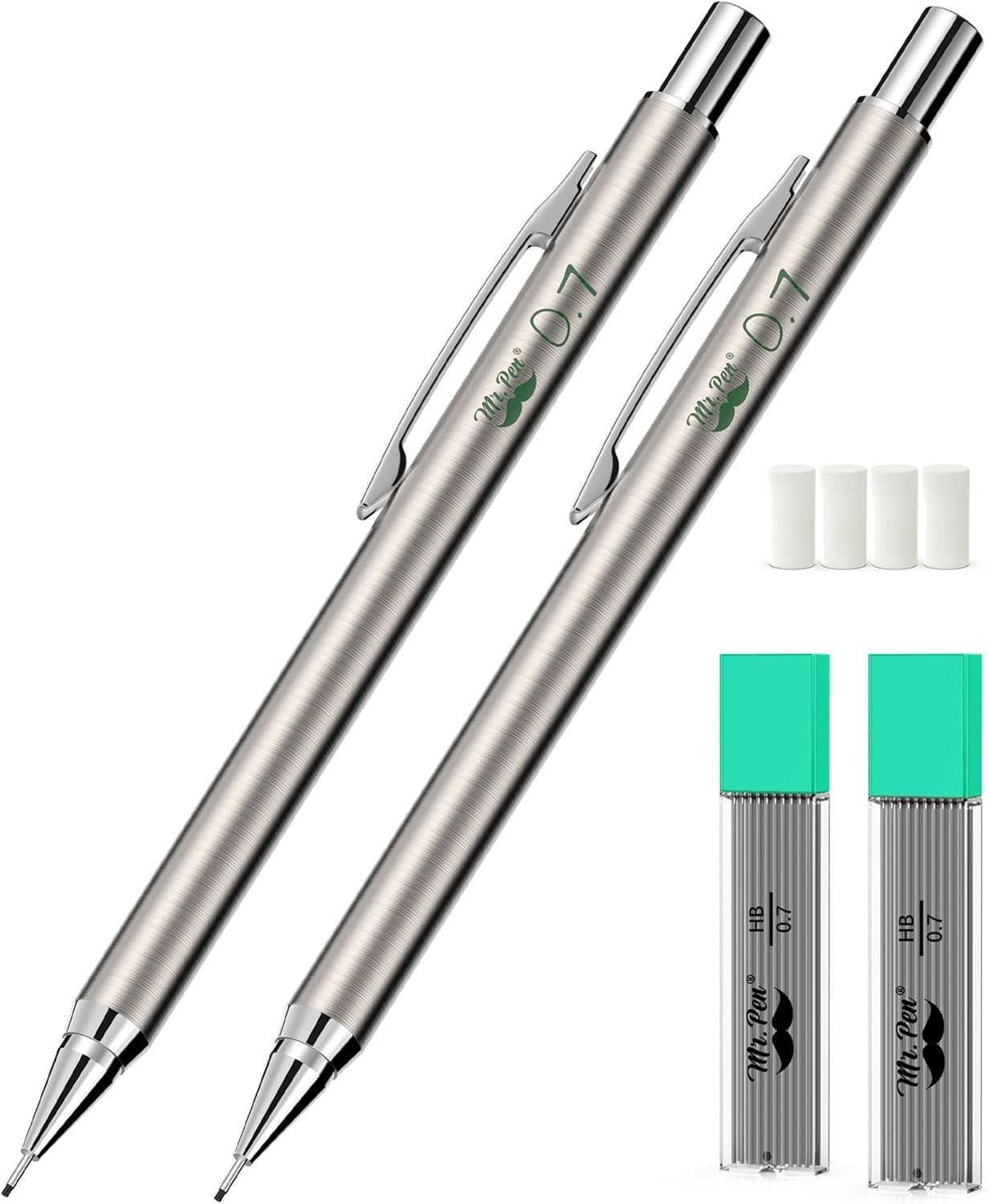 Professional 2 Pack of 0.7mm Metal Mechanical Drafting Pencils – Quality
