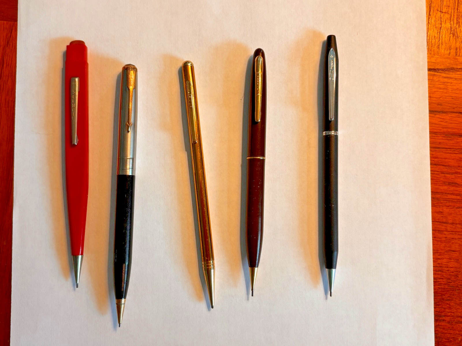 Lot (5) Vintage Mechanical Pencils Parker Slencil Quill Sheaffers Nice Condition