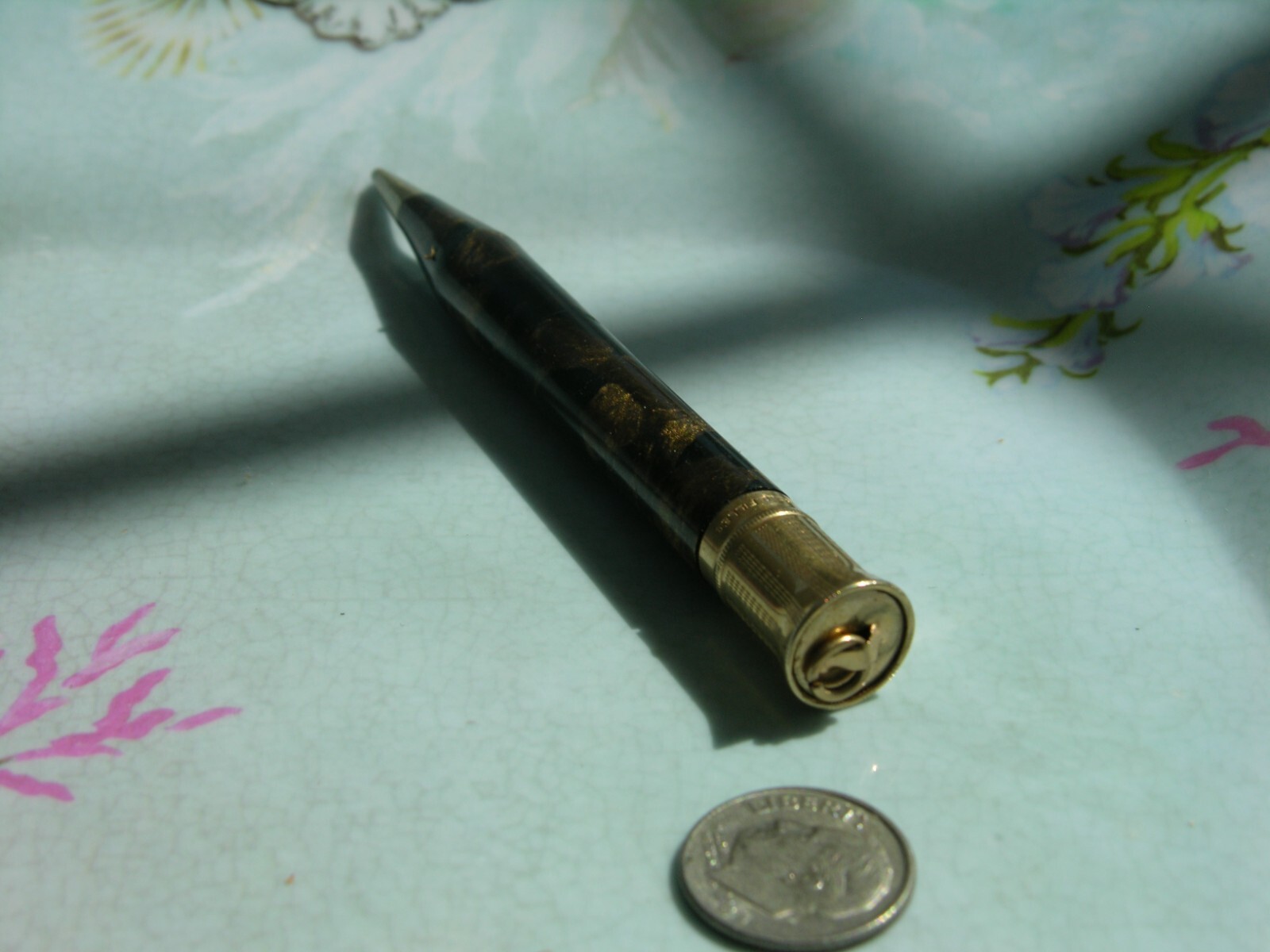 ANTIQUE GOLD FILLED GOLD MARBLED MECHANICAL PENCIL