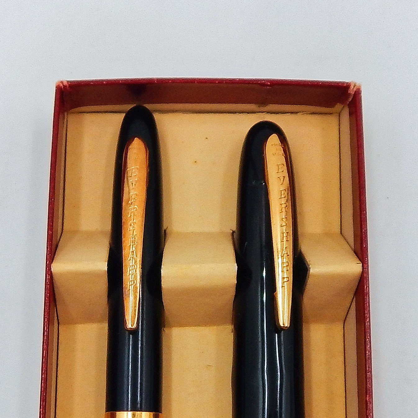 Eversharp Black Ballpoint Pen And Pencil Set With Original Box Gold Accent