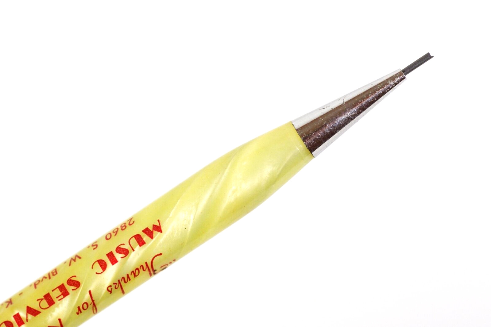 Kansas City Mo MUSIC SERVICE Co. Mid-Century Swirl Advertising Mechanical Pencil