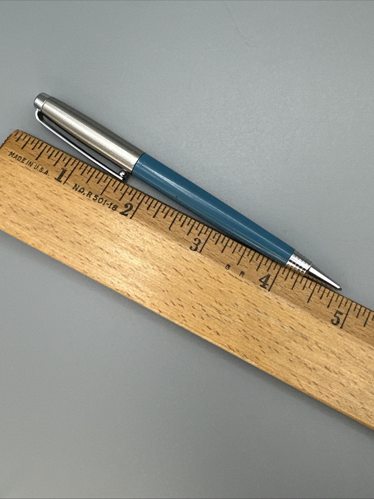 Parker 51 Ball Clip Chrome Teal Blue Barrel Mechanical Pencil 1960s 1277