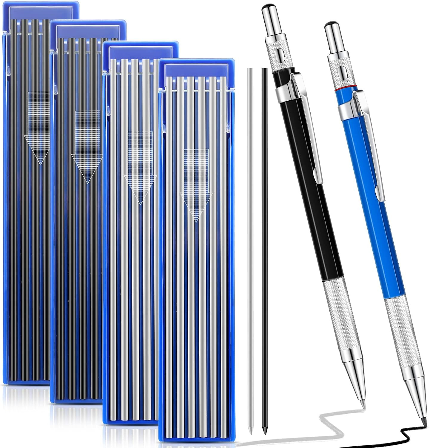 2 Pcs Welders Pencil with 48 PCS round Refills Mechanical Pencils
