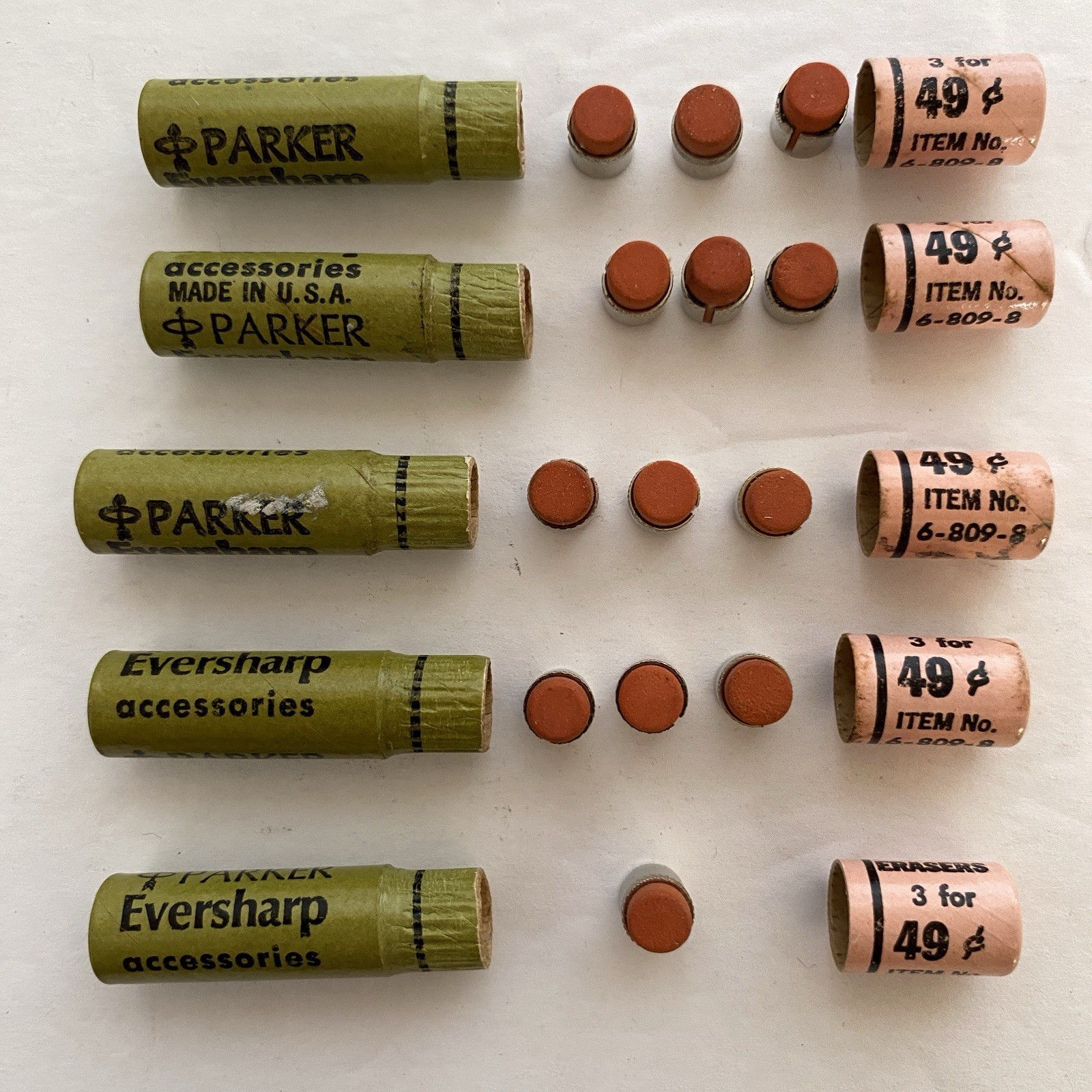 Vintage Parker Eversharp Writefine Eraser Refills 6-809-8 NOS Made in USA Lot 5