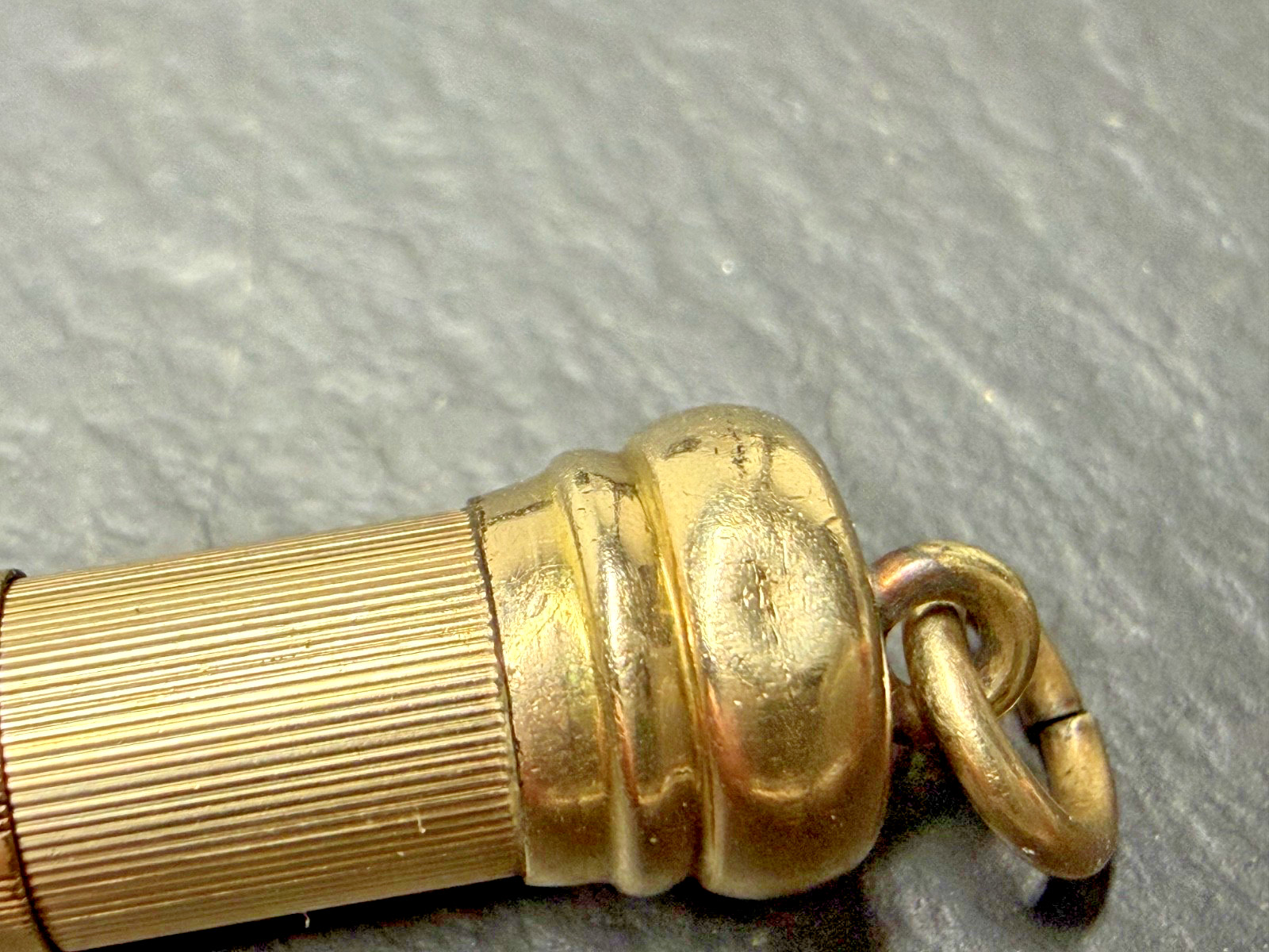 ANTIQUE GOLD FILLED TELESCOPING MECHANICAL PENCIL WITH LOOP, MONOGRAM N1006