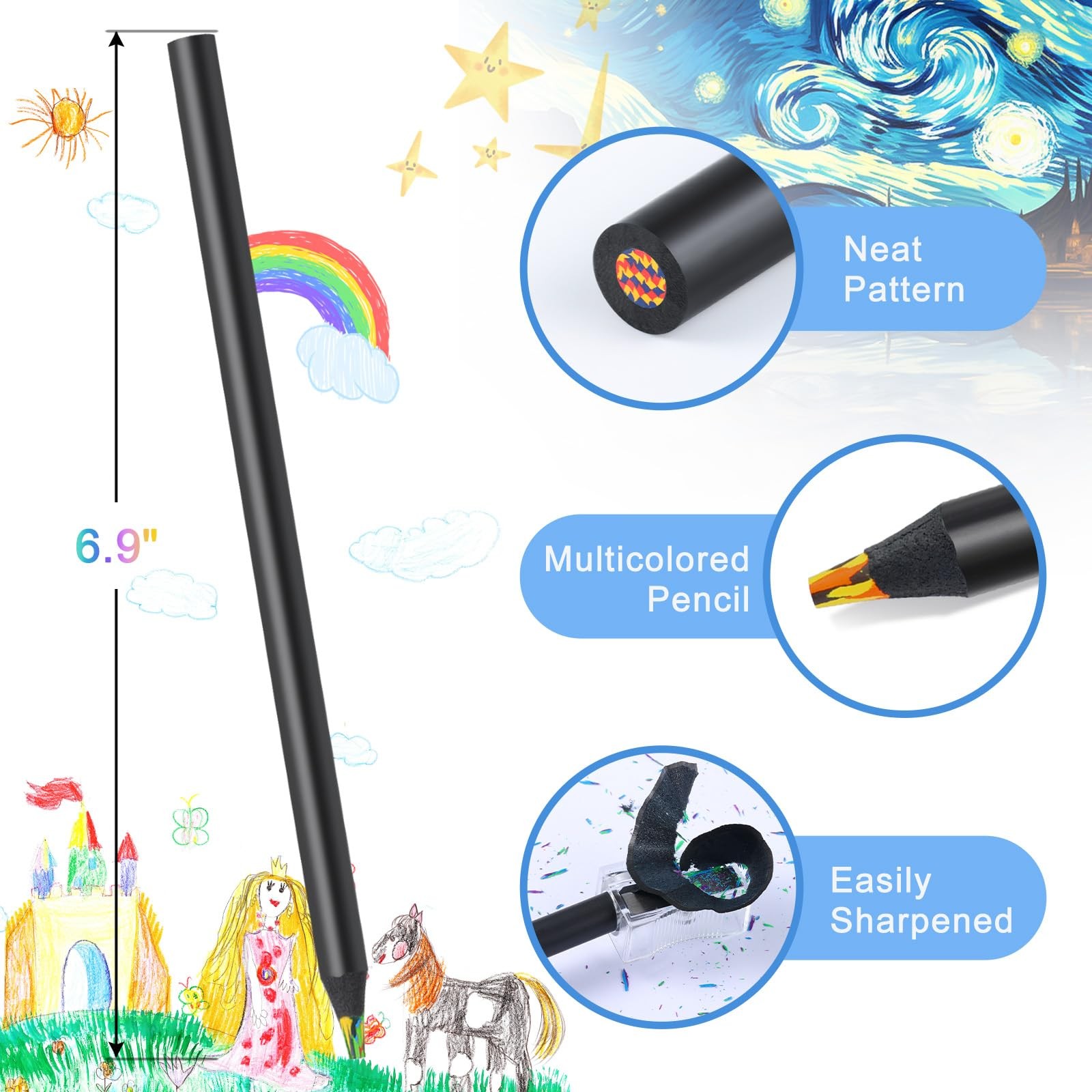 TINNIVI 12 Colors Rainbow Pencils for Kids Adults, Colored Multicolor