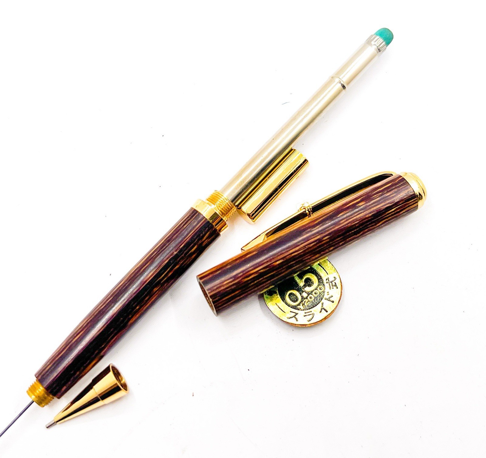 NOS Sakura Natural Wood Mechanical Pencil Sharp 0.5mm sliding sleeve