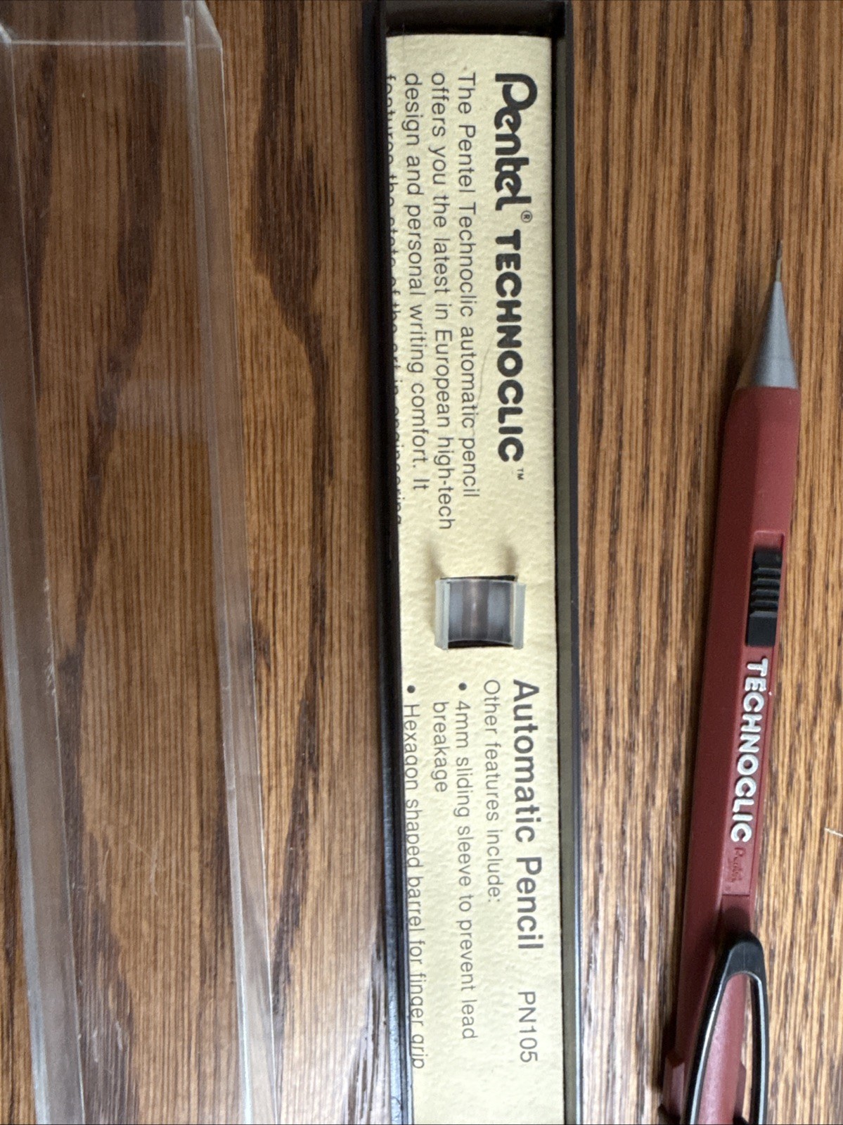 Pentel Technoclic Mechanical Pencil 0.5mm Red PN105, Japan Side Click Vtg
