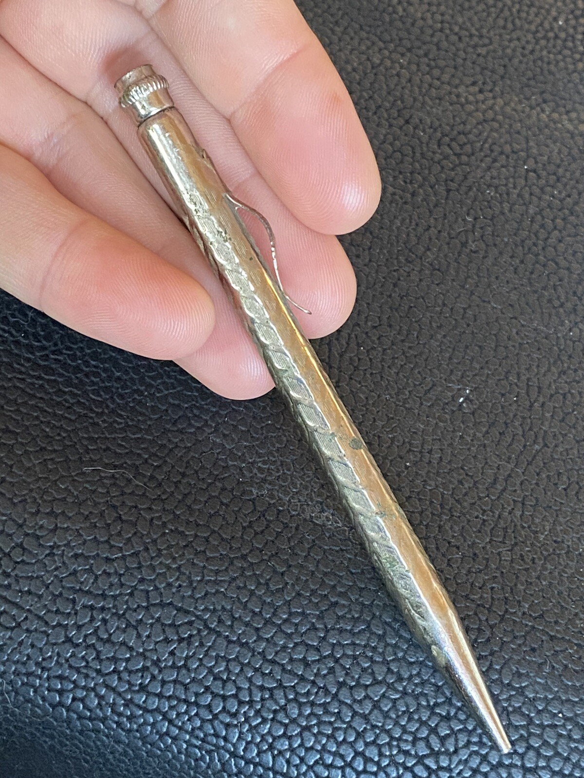 VTG 1920s/30’s Made In USA PAT’D Mechanical Pencil Silver Tone Twist Top AS IS