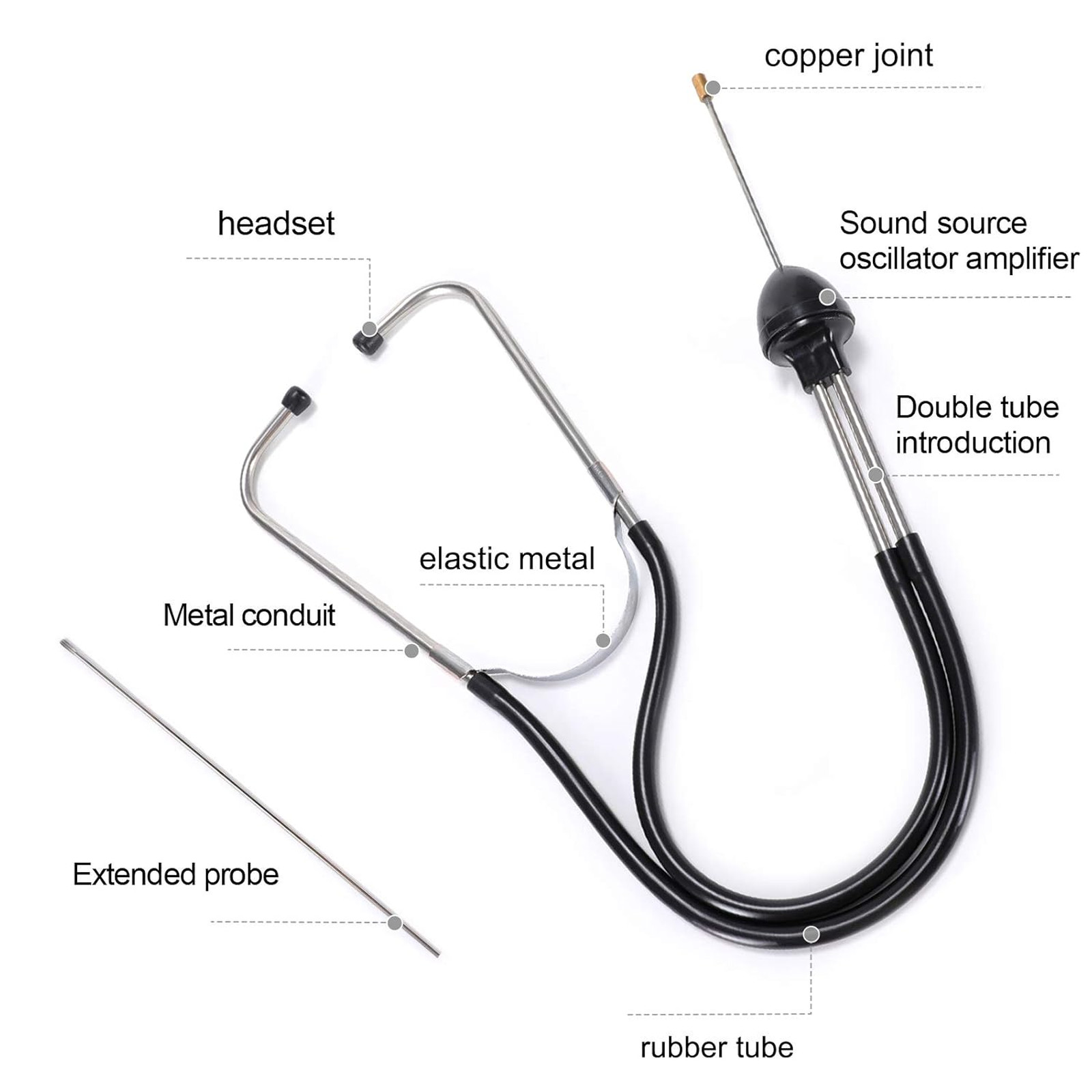 2Pcs Automotive Mechanic Stethoscope Engine Stethoscope Tool for Cars, Trucks