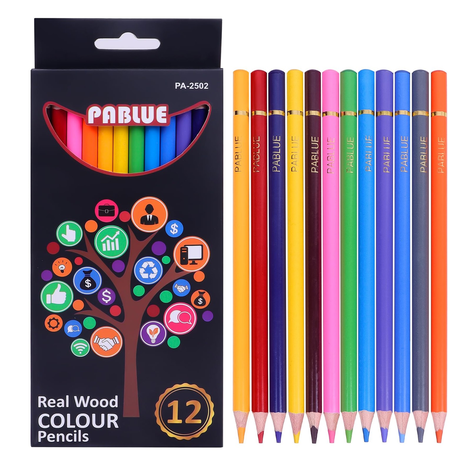 PABLUE Colored Pencils, Premium Soft 1 Count (Pack of 12), Multicolor-12pack