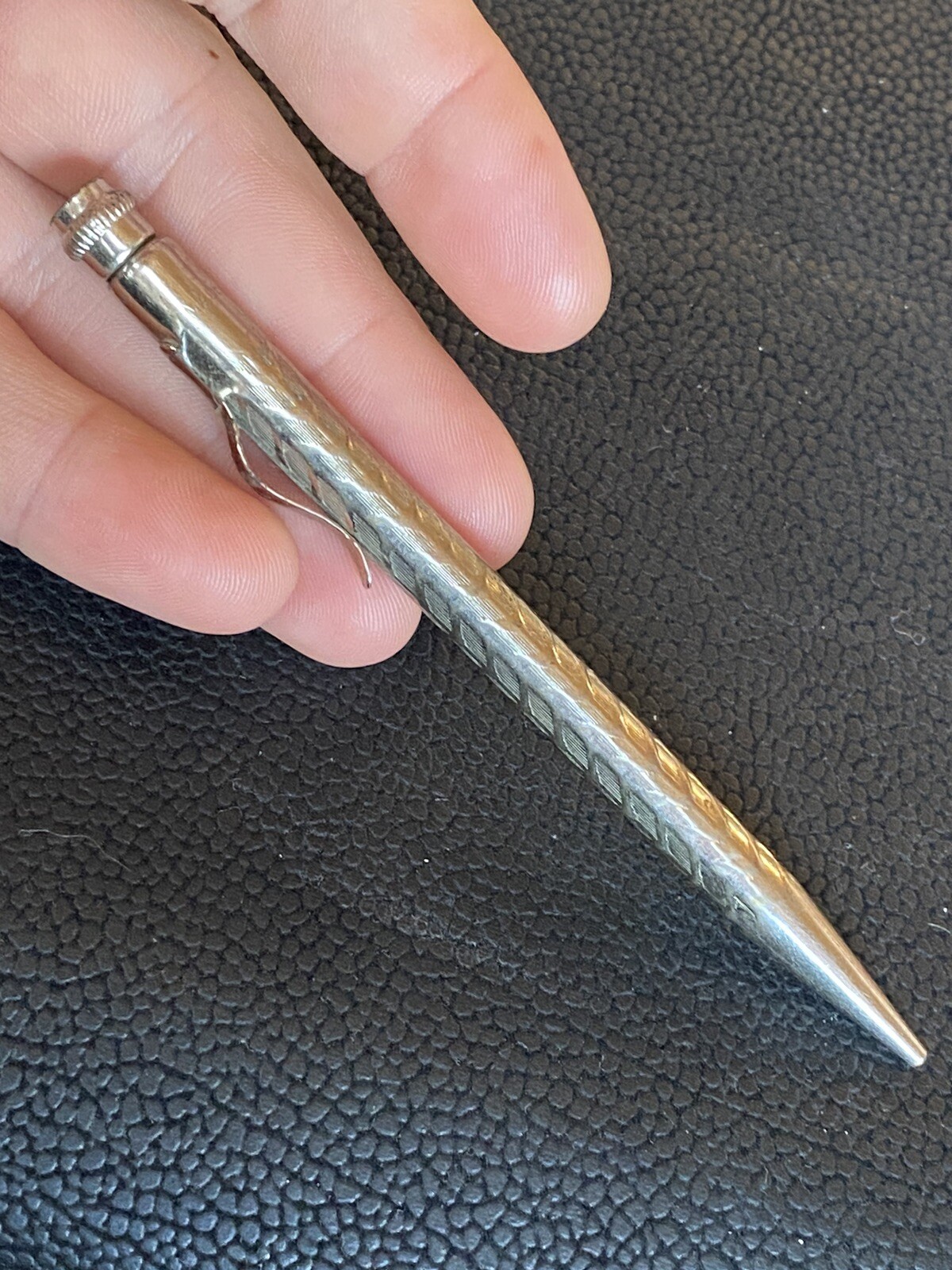 VTG 1920s/30’s Made In USA PAT’D Mechanical Pencil Silver Tone Twist Top AS IS