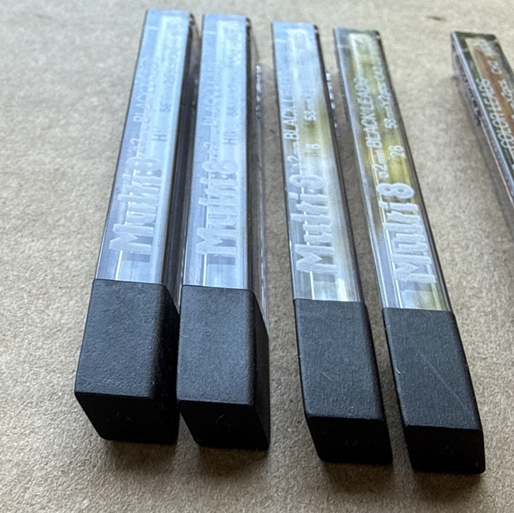 Pentel Multi8 2mm Color Leads 2x58mm LOT of 8 Tubes Refill Black Red Blue
