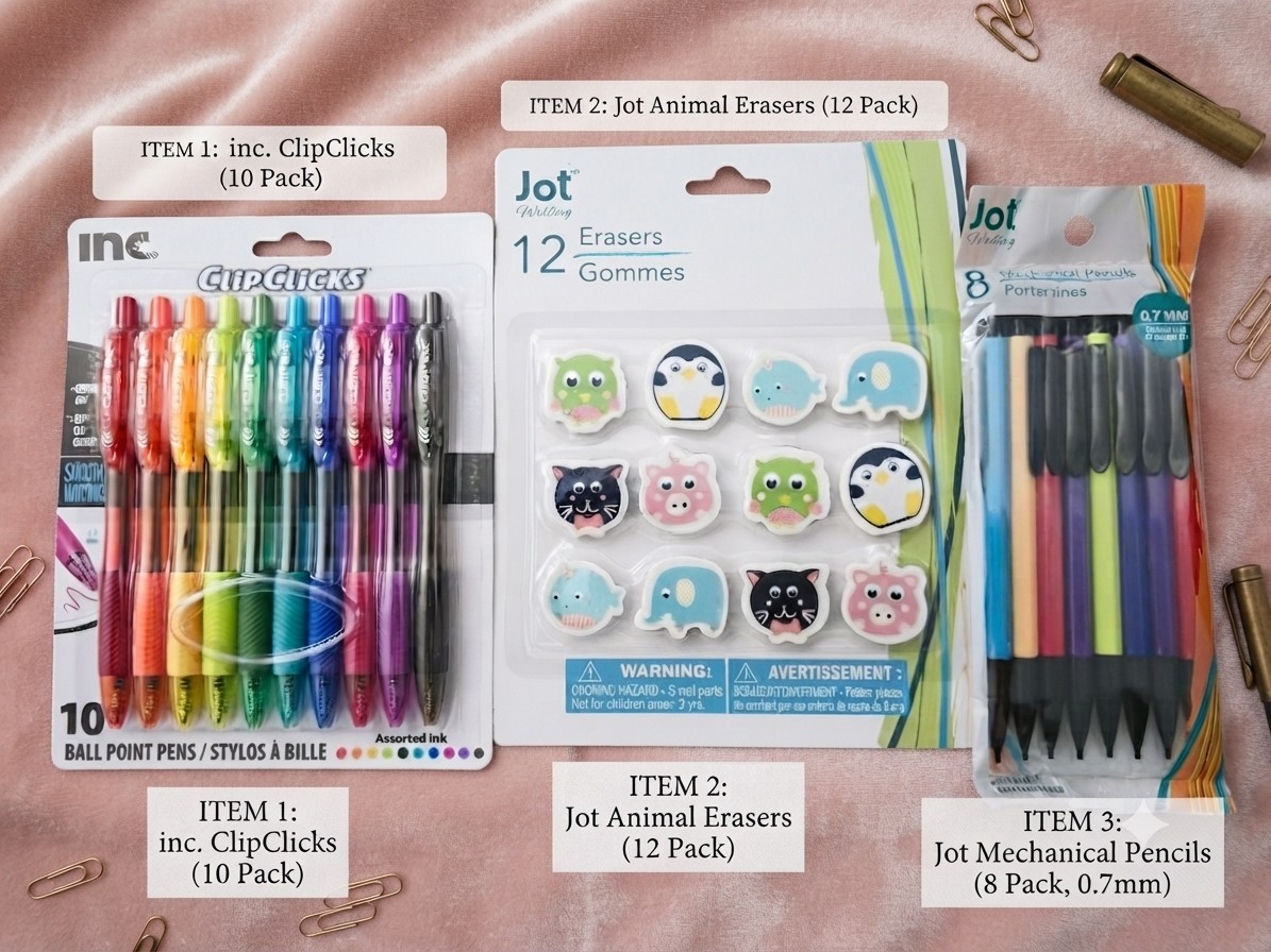 Cute Pastel Mechanical Pencil Set with Leads & Erasers