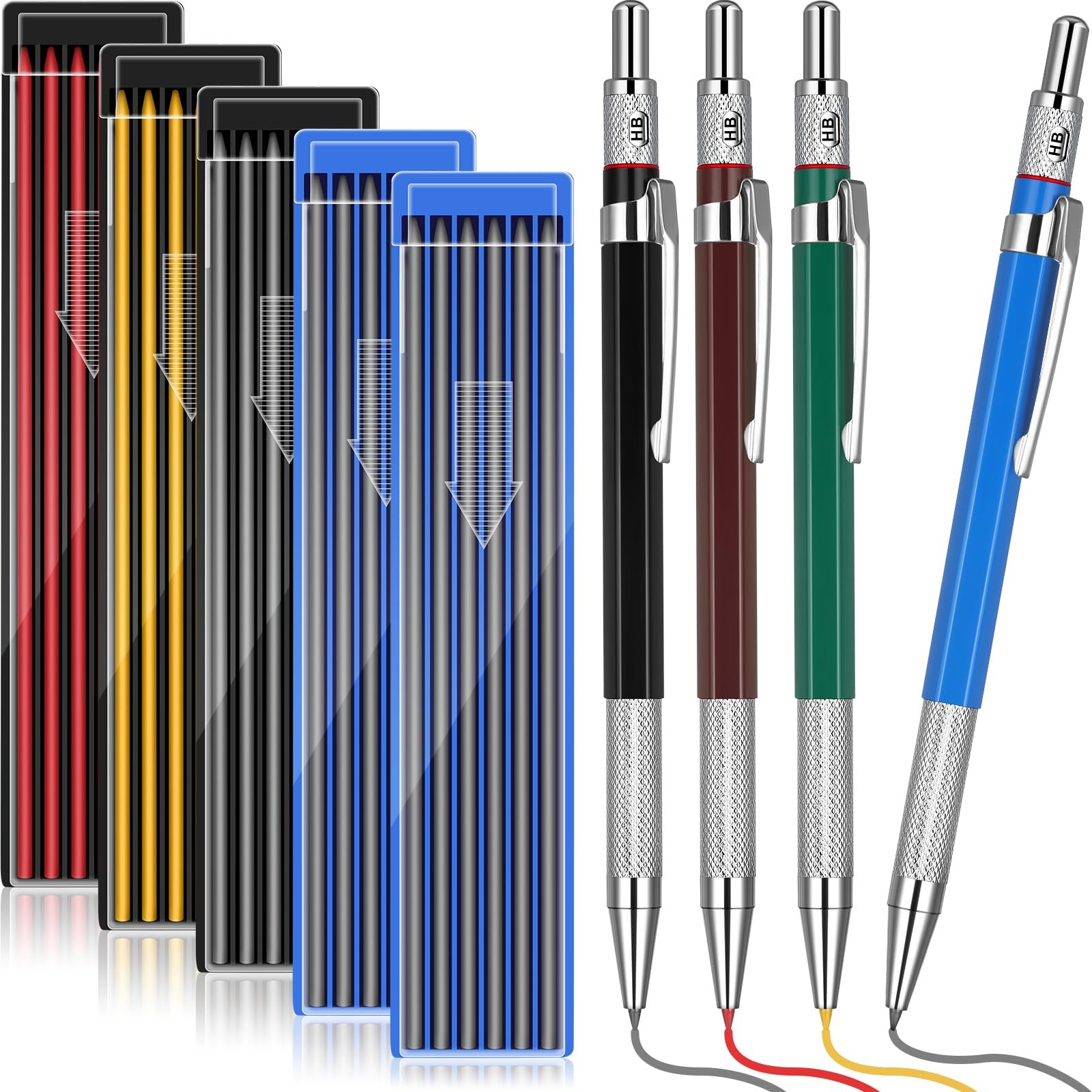 Nezyo 4 Pieces Welder Pencil 1 Count (Pack of 1), Black, Red, Yellow, Silver