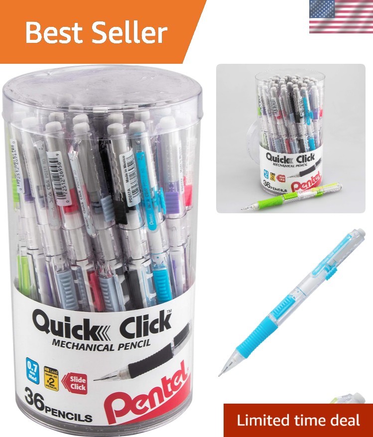 Quick Click Mechanical Pencil, 0.7mm Med Line, Canister, Assorted Colors A/D/…