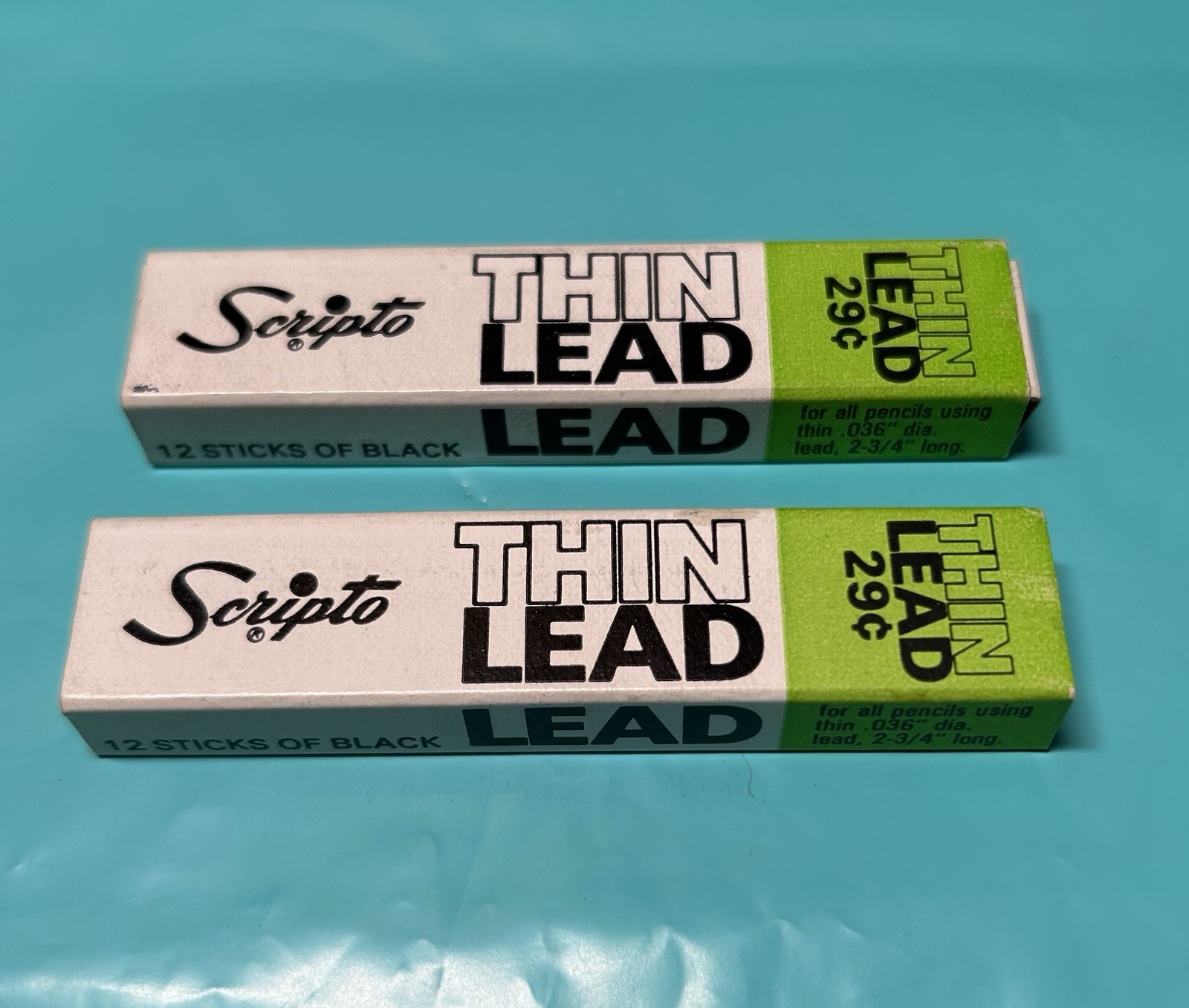 Set 2 Boxes Vintage Scripto USA Thin Lead F 840 HB