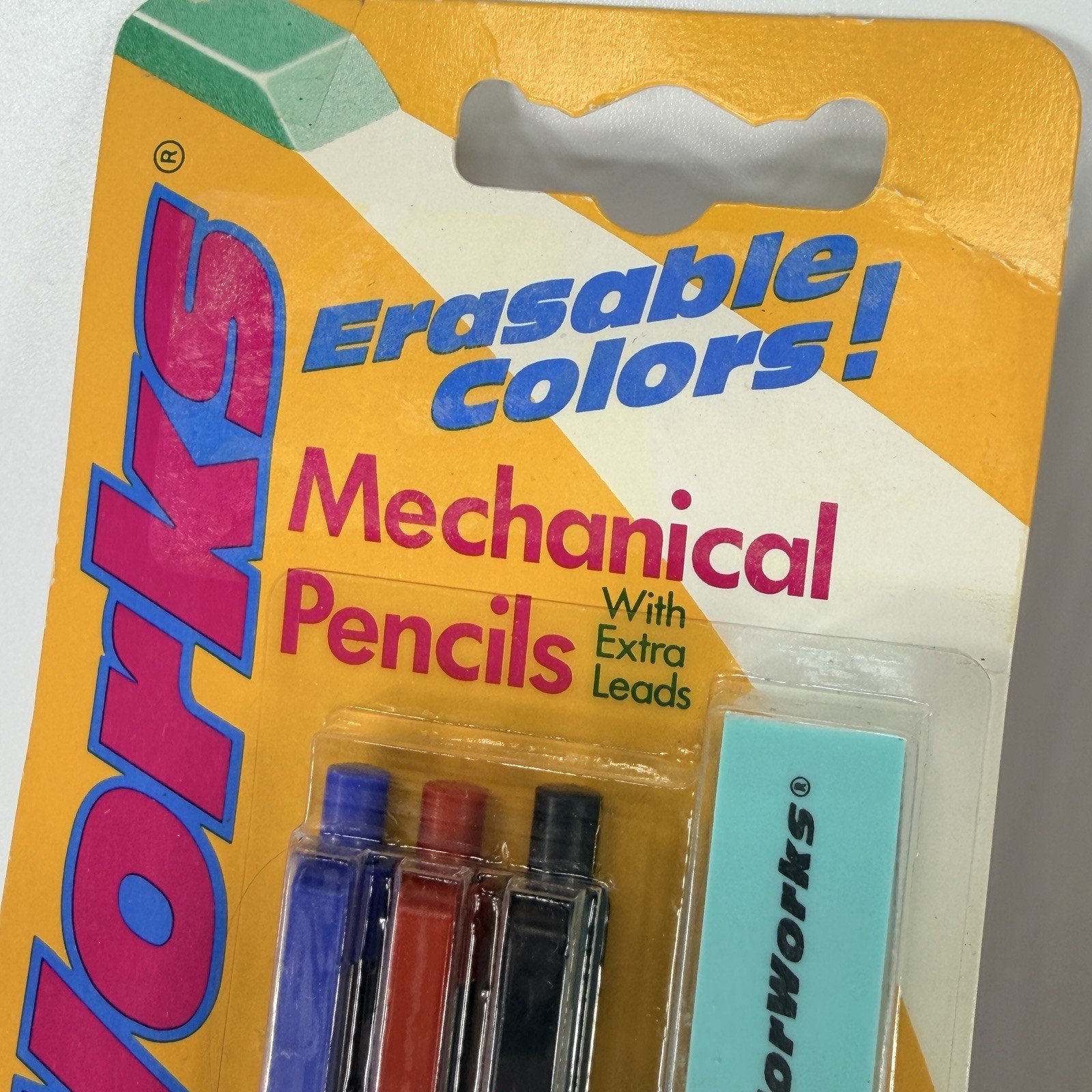 Lot 2 Vtg 1990 Crayola Mechanical Pencils Color Works Erasable 3ct NEW