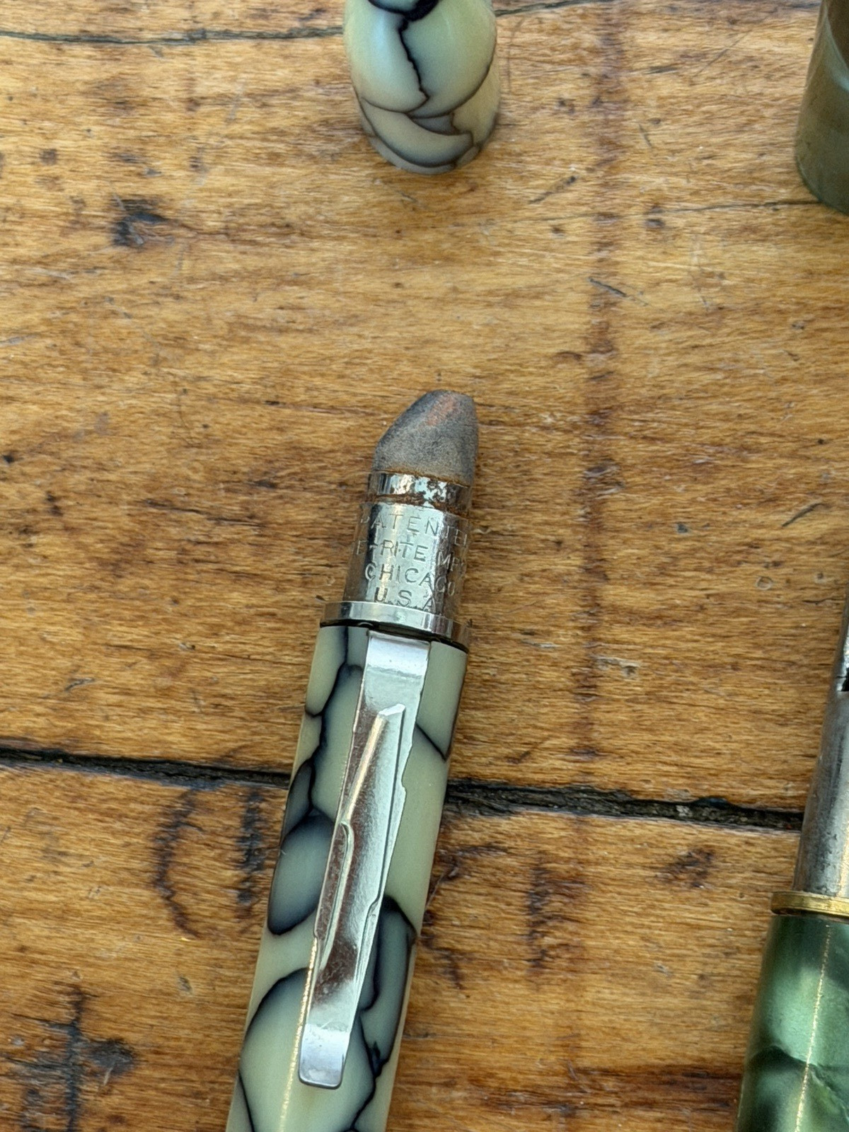 Vintage Mechanical Pencil Lot of 2 Green Marble Rite Rite Unbranded