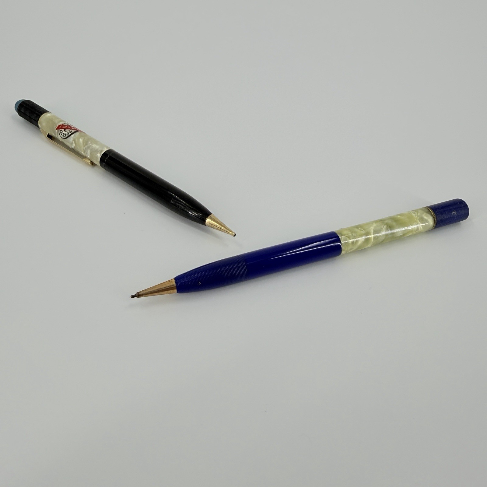 Vintage SHEAFFER’S Pearl Marbled Blue, Black Gold Clip Mechanical Pencils ￼