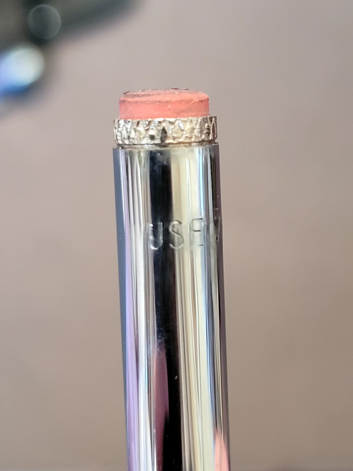 Vtg Metallic Blue Garland USA .7MM Mechanical Pencil Bubble Top Advertising VA