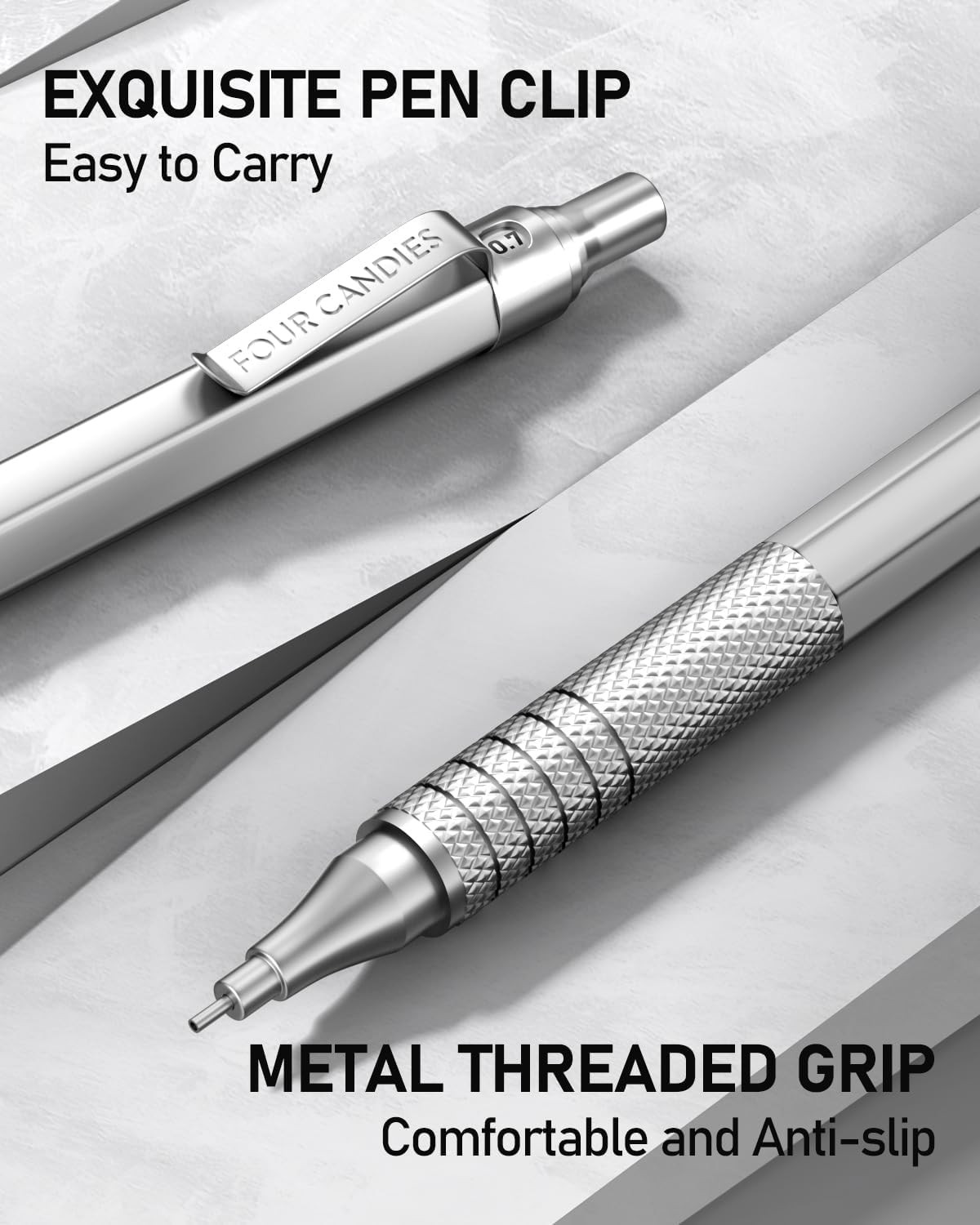 2PCS Metal Mechanical Pencils Set with Case, 0.5mm & 0.7 mm Artist Pencil wit…