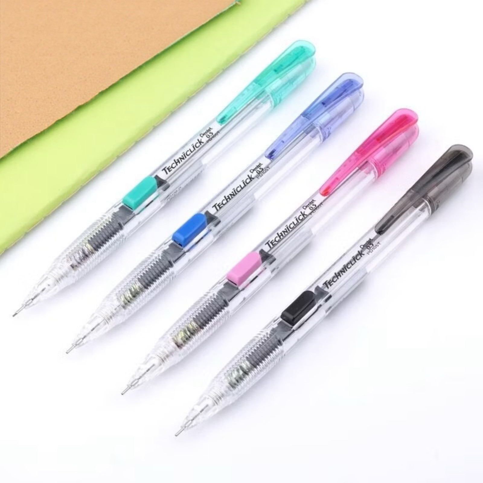 x12 Pentel Techniclick Mechanical Pencil 0.5 mm Slide Click Set Mix Color Kids