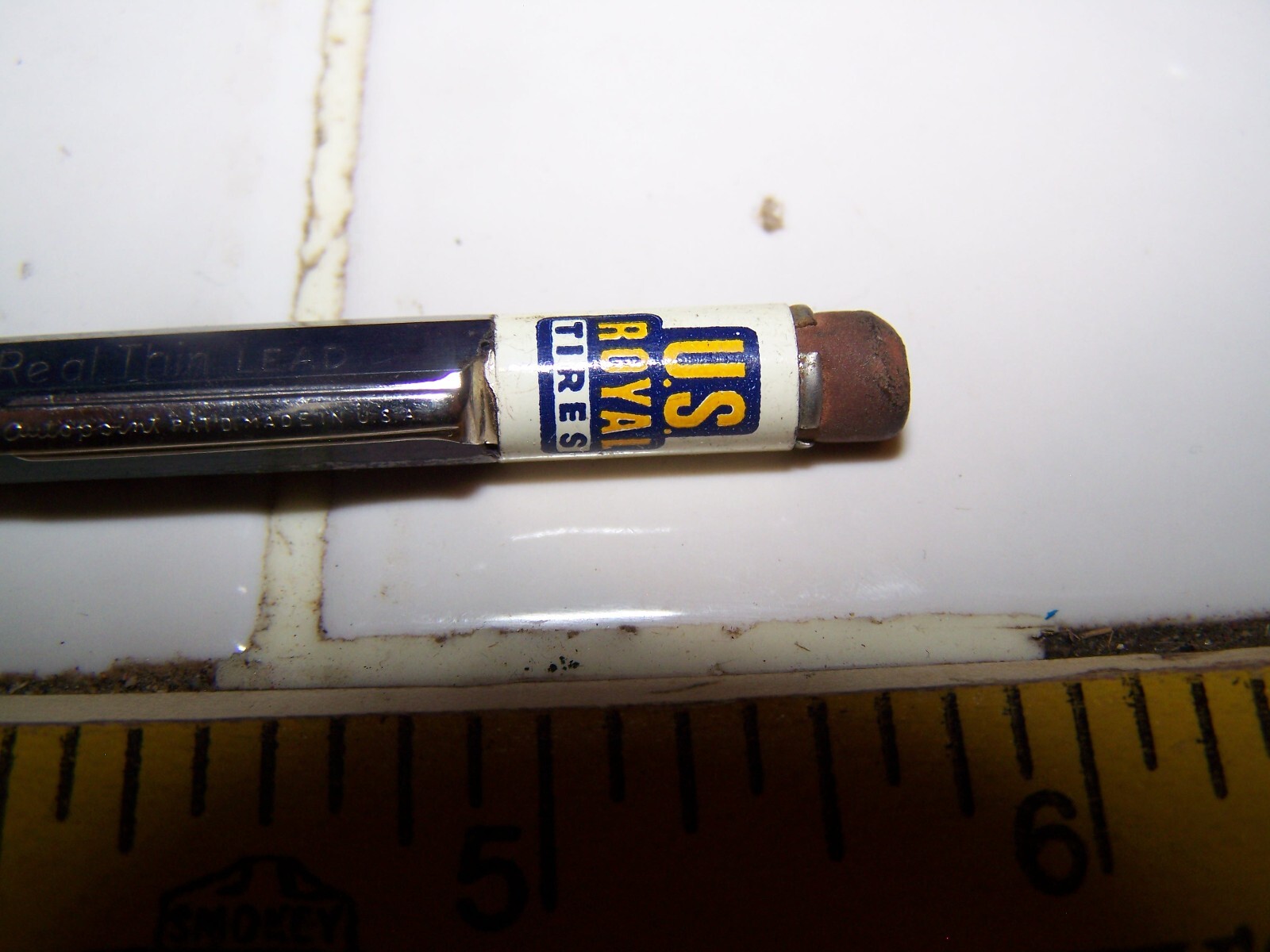 Vintage Autopoint Hex Sided Mechanical Pencil US Royal Tires Top