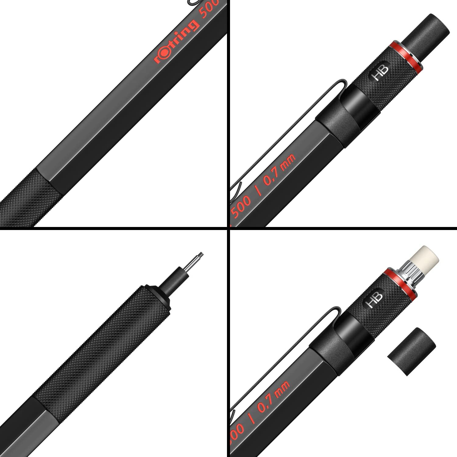 Premium Mechanical Pencil Lightweight Plastic Body Metal Grip Hexagonal Barrel