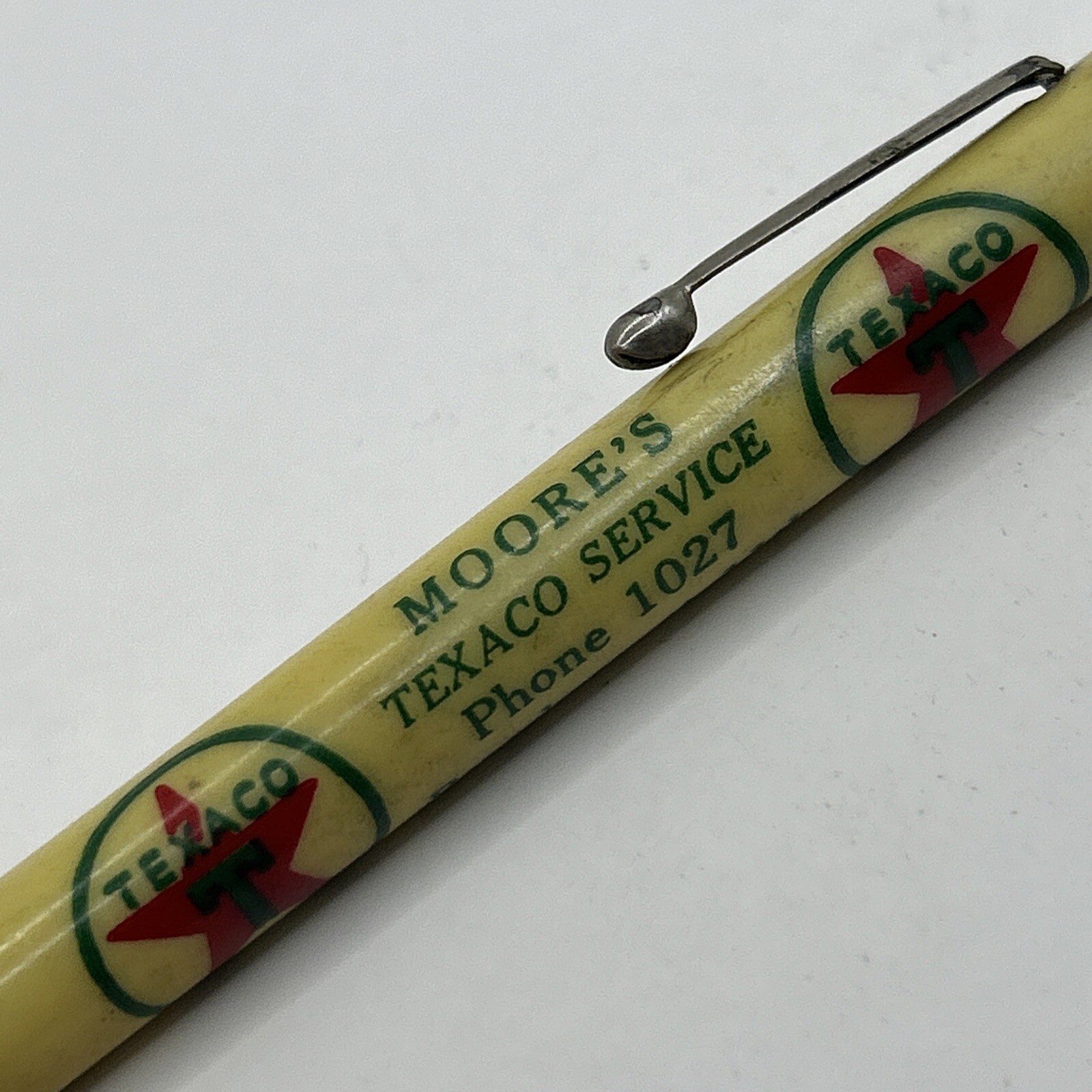 VTG Scripto Mechanical Pencil MOORE’S TEXACO SERVICE Gas Station Mt. Vernon, IL