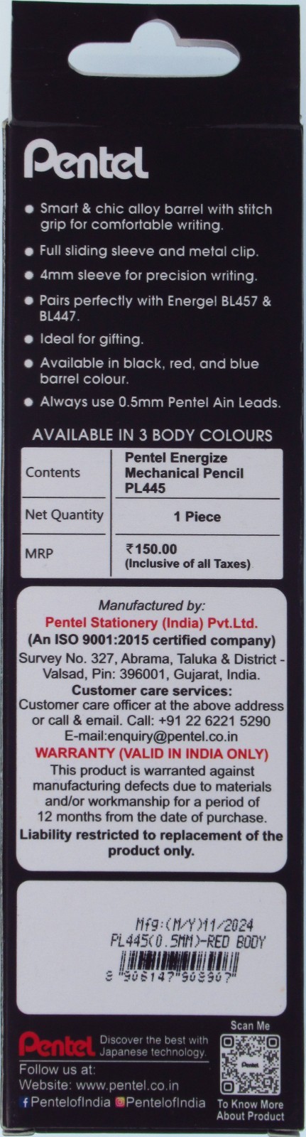 Pentel PL445 EnerGize Metal Lite (India) – in Original Retail Packaging