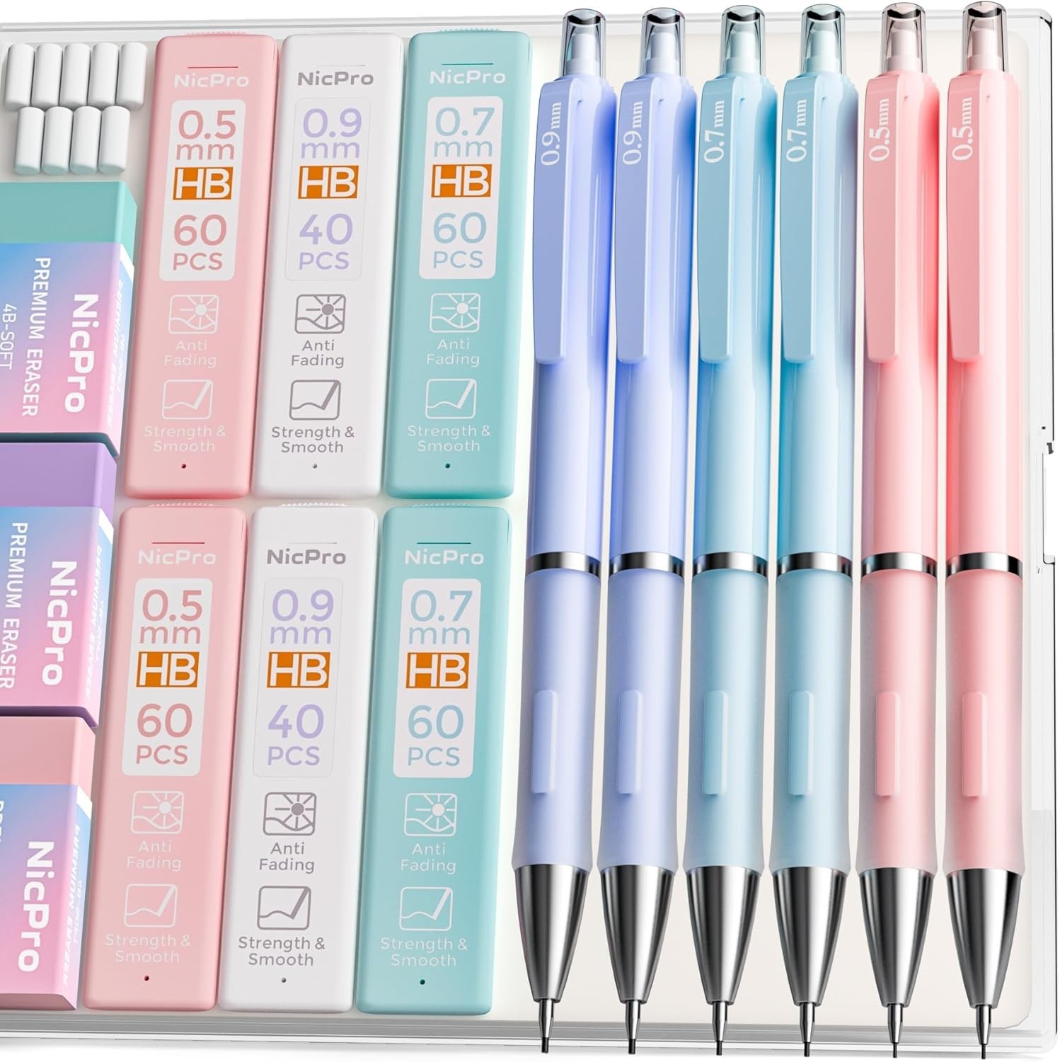 6PCS Pastel Mechanical Pencil Set, Cute Mechanical Pencils 0.5 mm & 0.7 mm & …